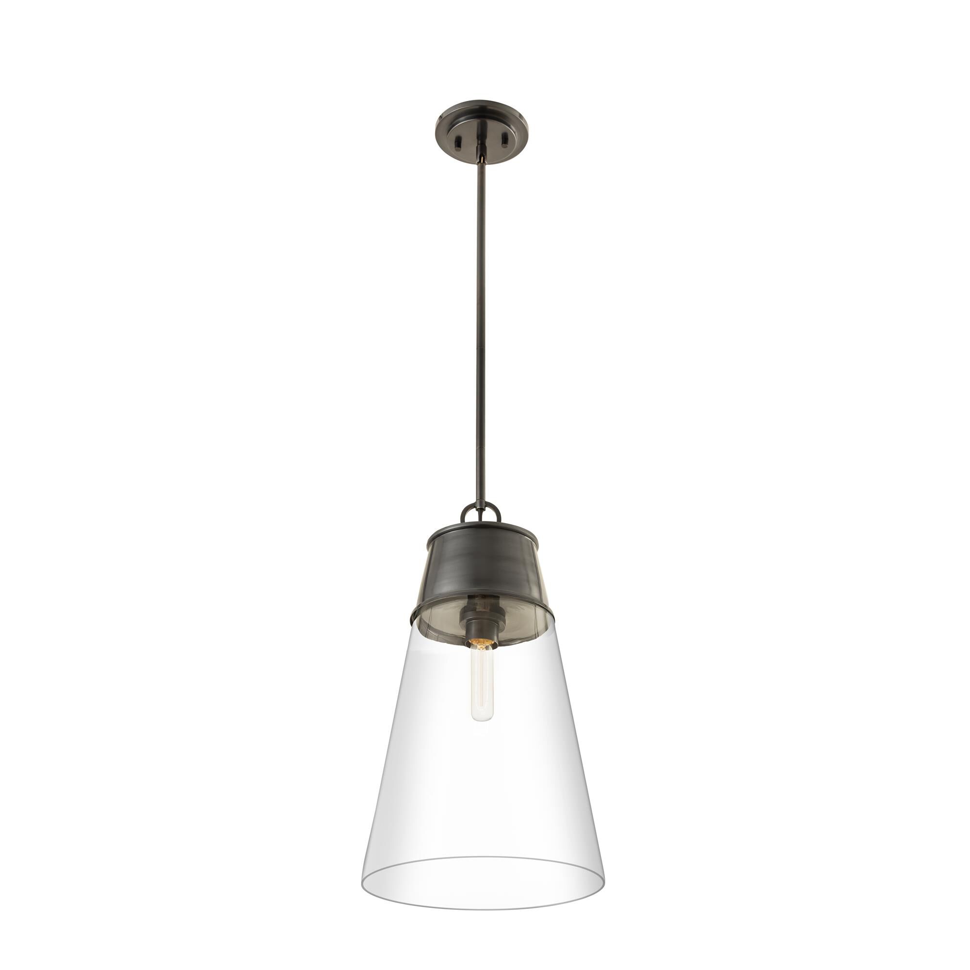 Shown in Plated Bronze finish and Glass shade