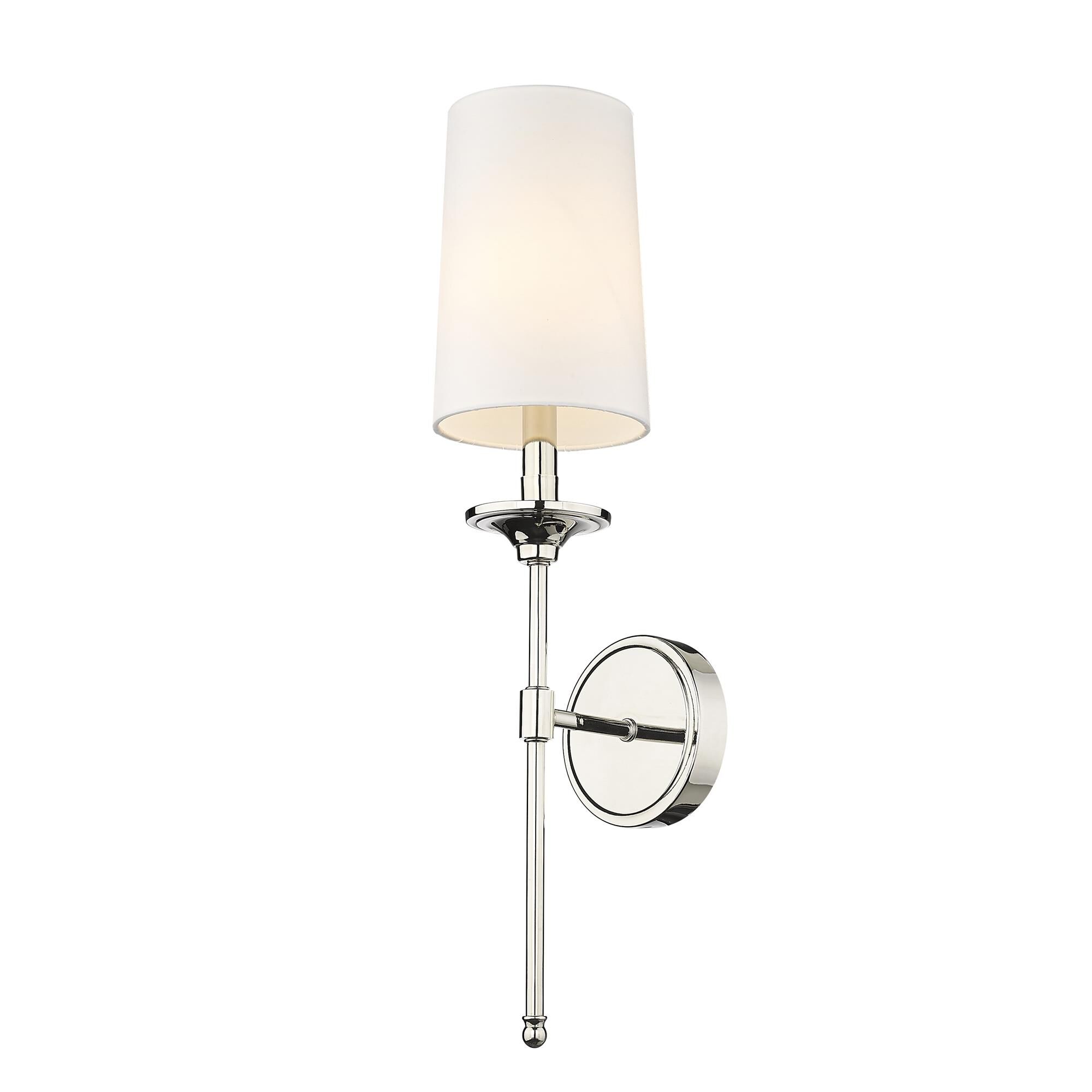 Shown in Polished Nickel finish and Cloth Cover glass and Cloth Cover shade