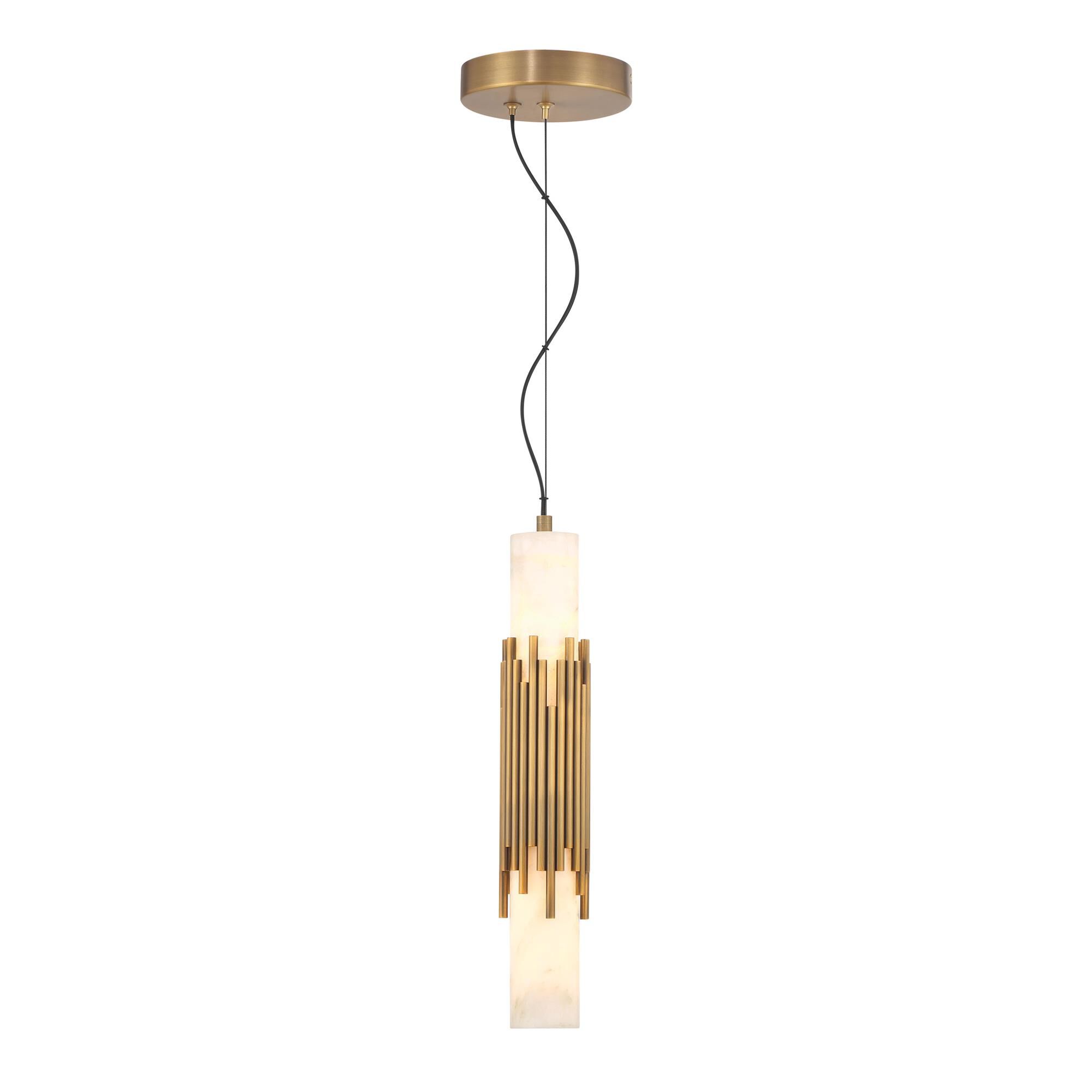 Shown in Antique Brass finish and Alabaster glass