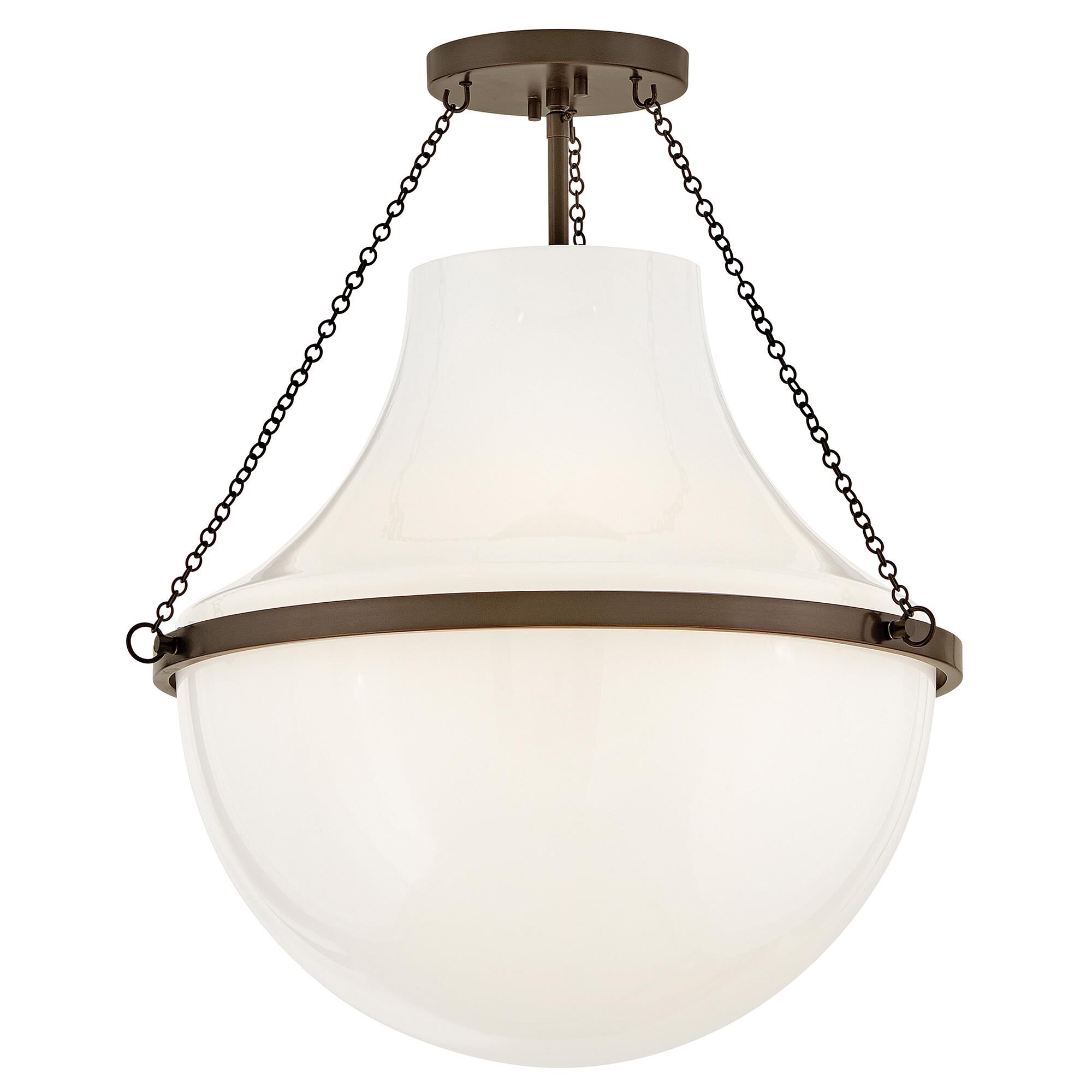 Shown in Heritage Bronze finish and Cased Opal glass