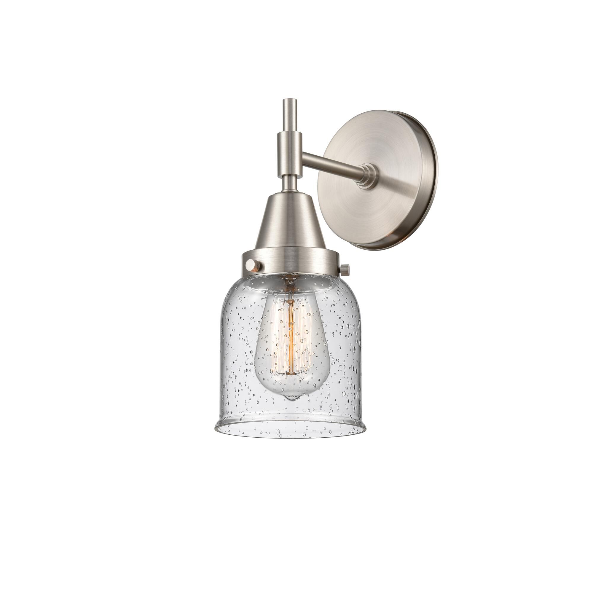 Shown in Satin Nickel finish and Seedy Large Cone glass