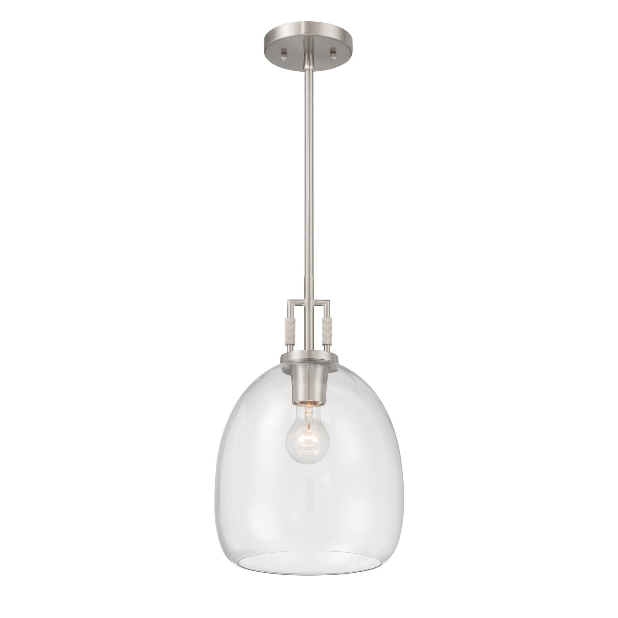 Shown in Brushed Nickel finish and Clear glass