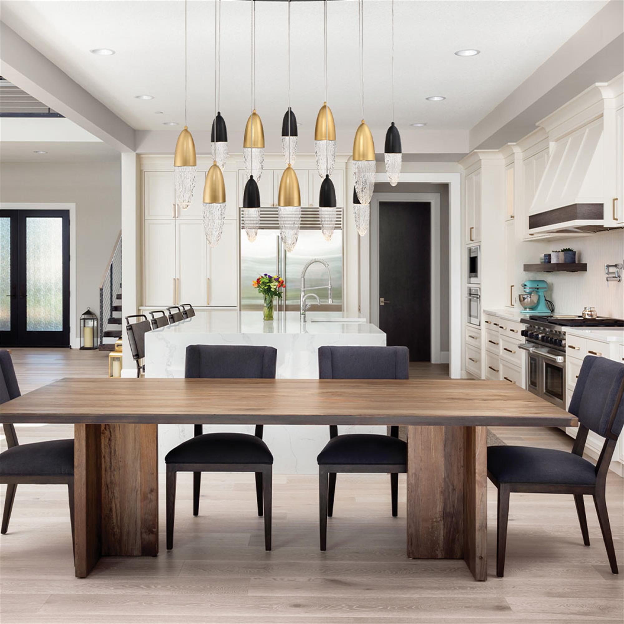 Shown in Mixed Black And Brass finish and Glass shade
