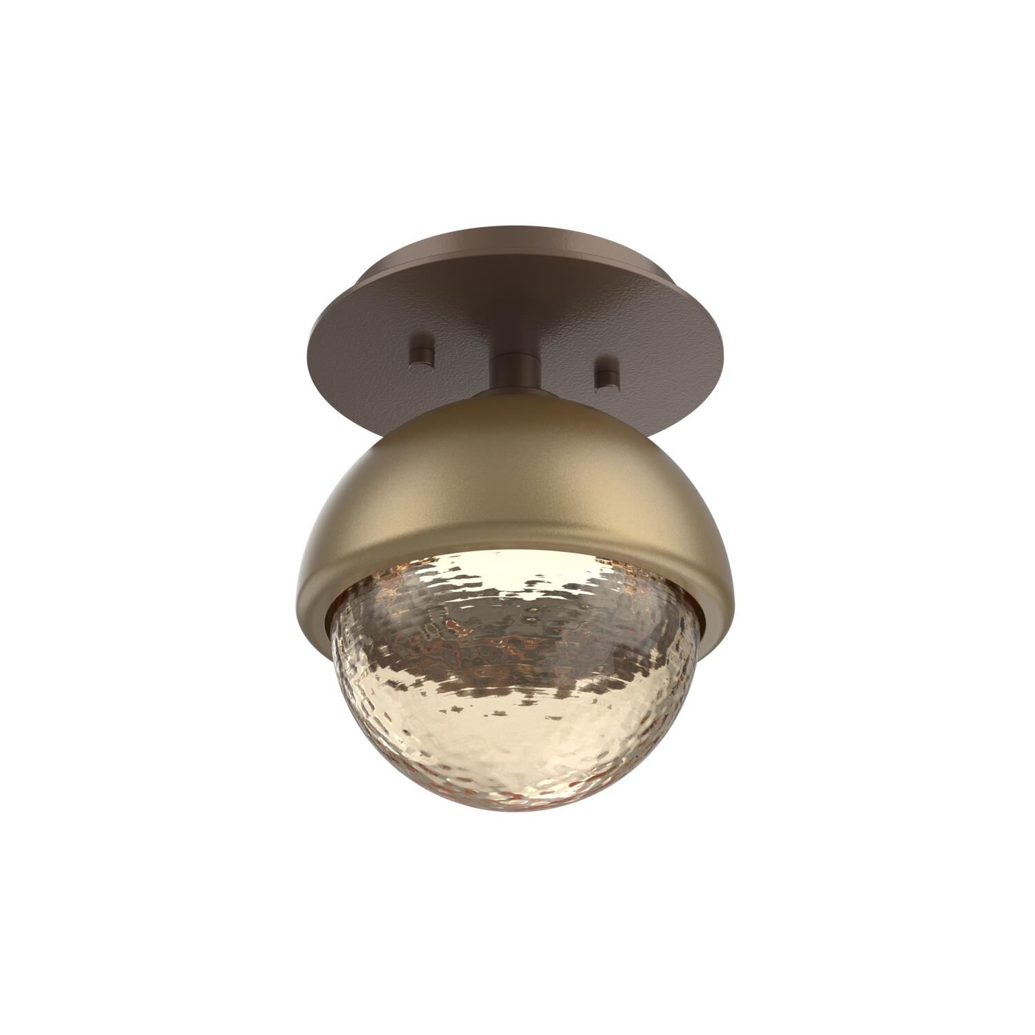 Shown in Burnished Bronze finish and Amber glass and Gilded Brass accent