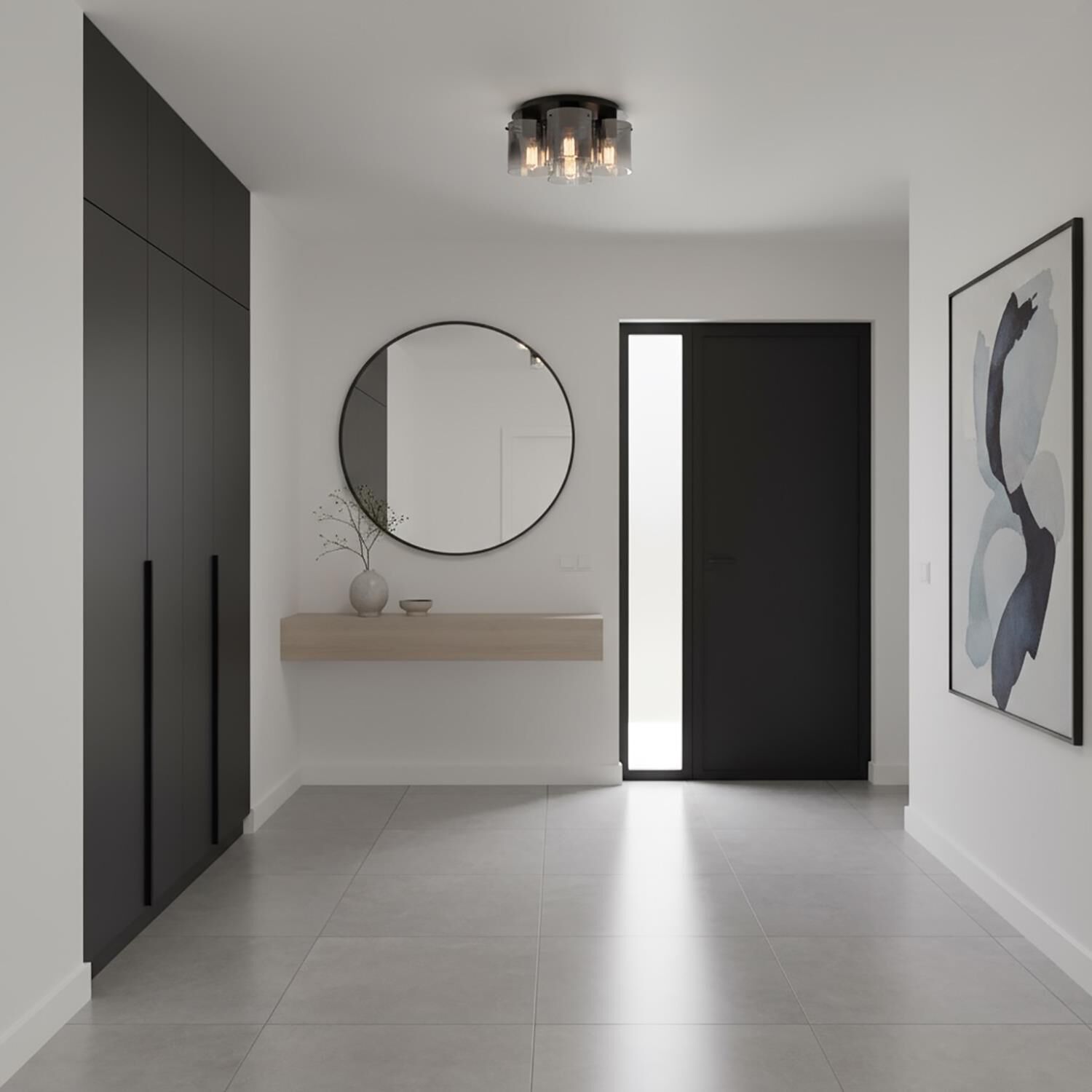 Shown in Satin Black and Smoke Glass finish