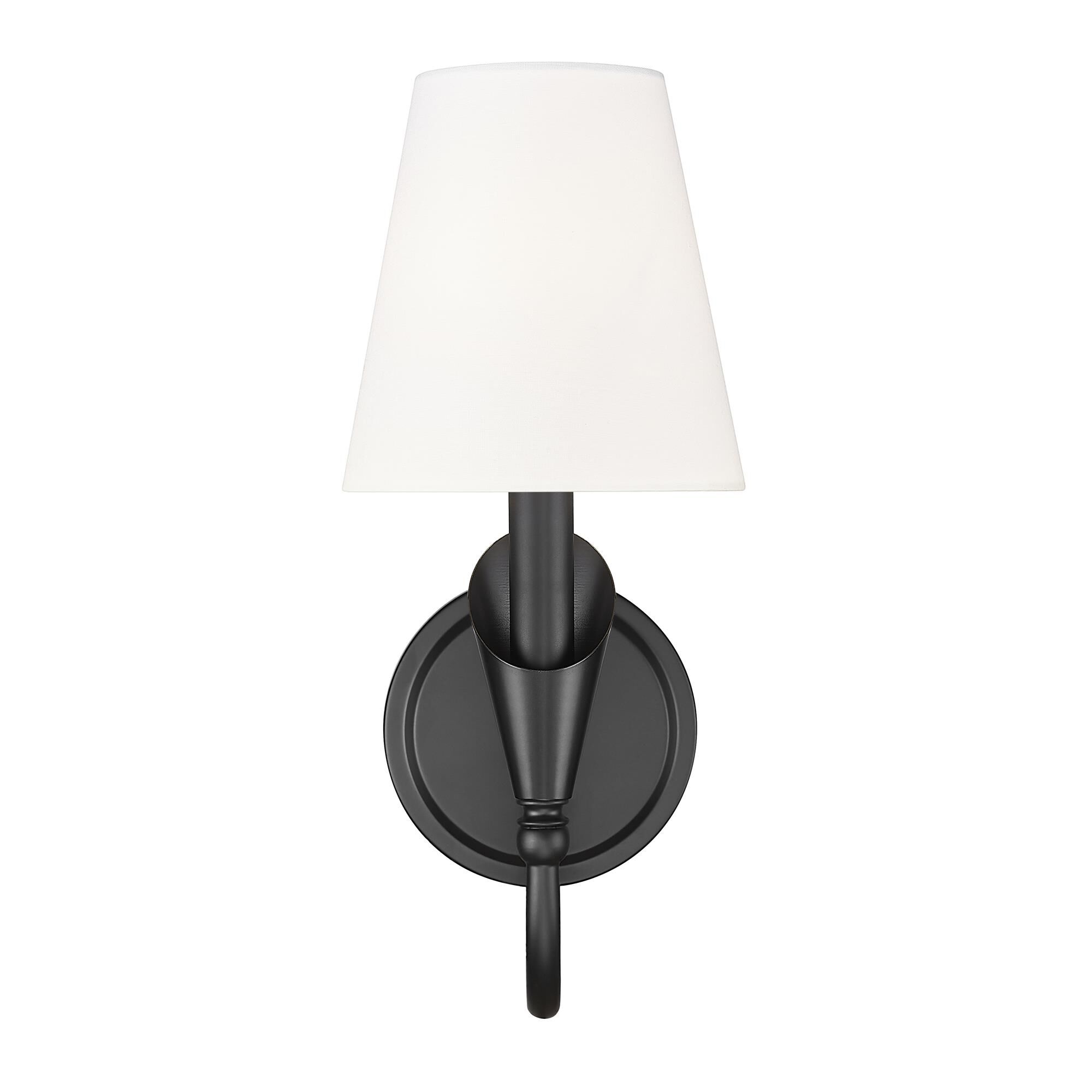 Shown in Matte Black finish and White glass and White shade