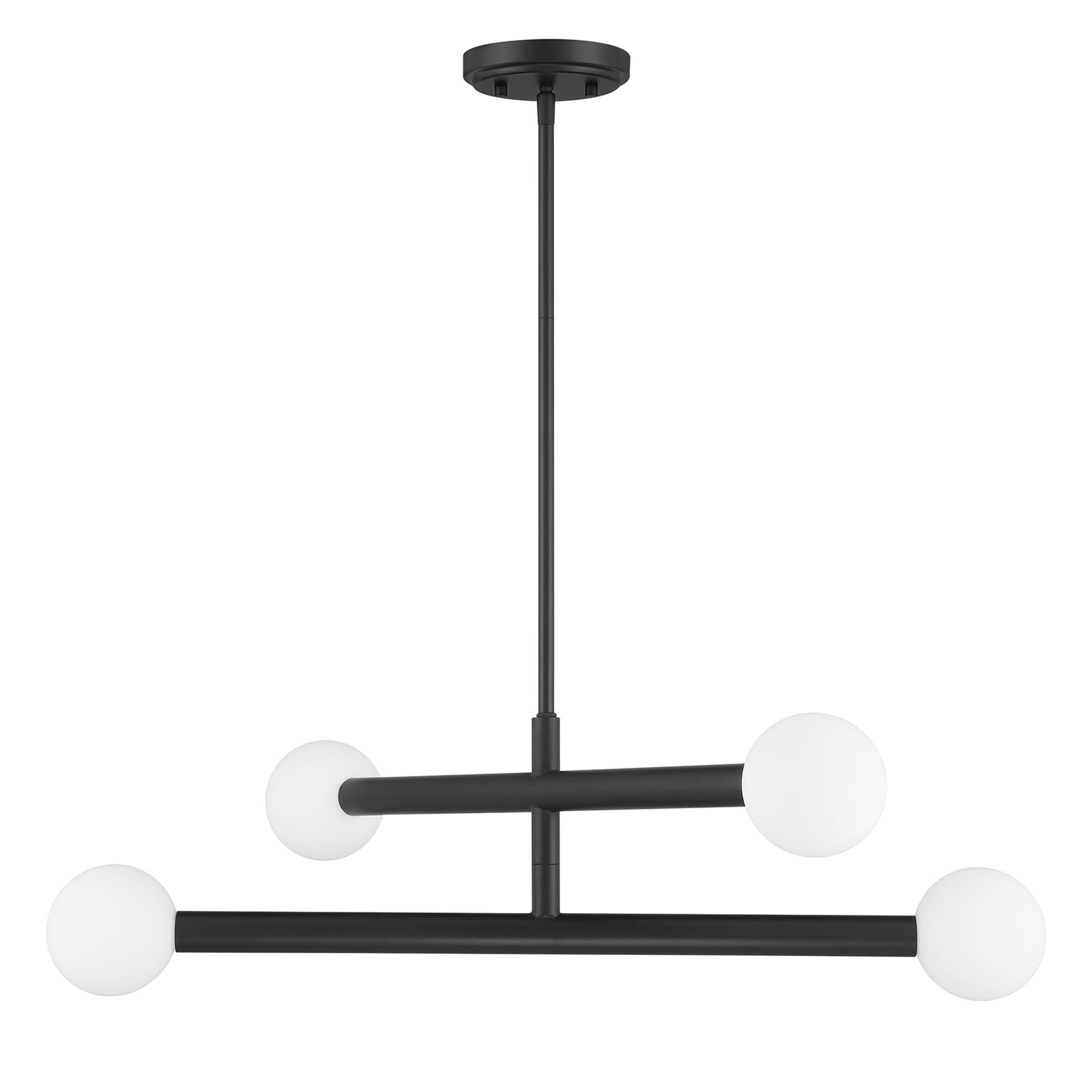 Shown in Matte Black finish and White Opal glass