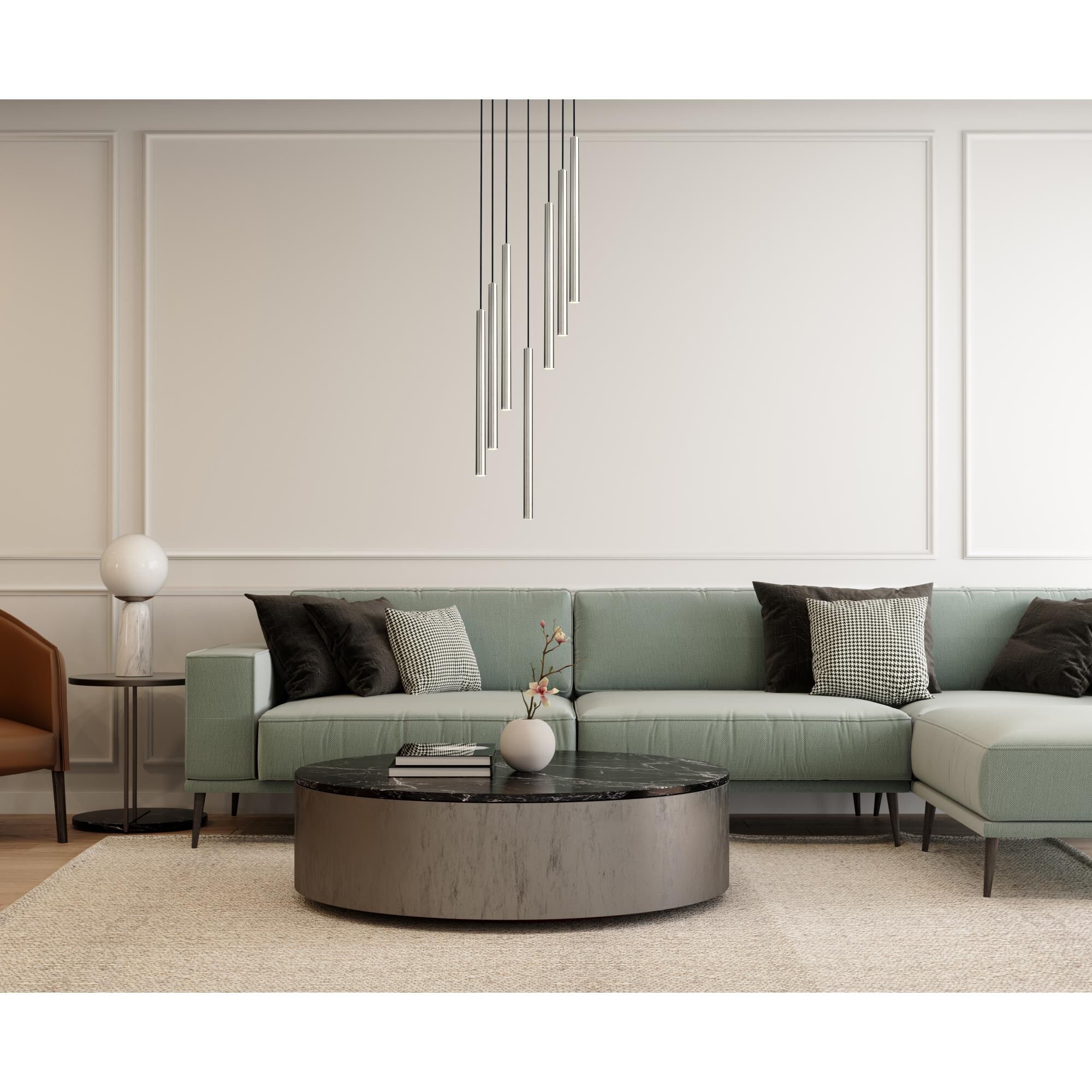 Shown in Brushed Nickel finish and Brushed Nickel glass and Brushed Nickel shade