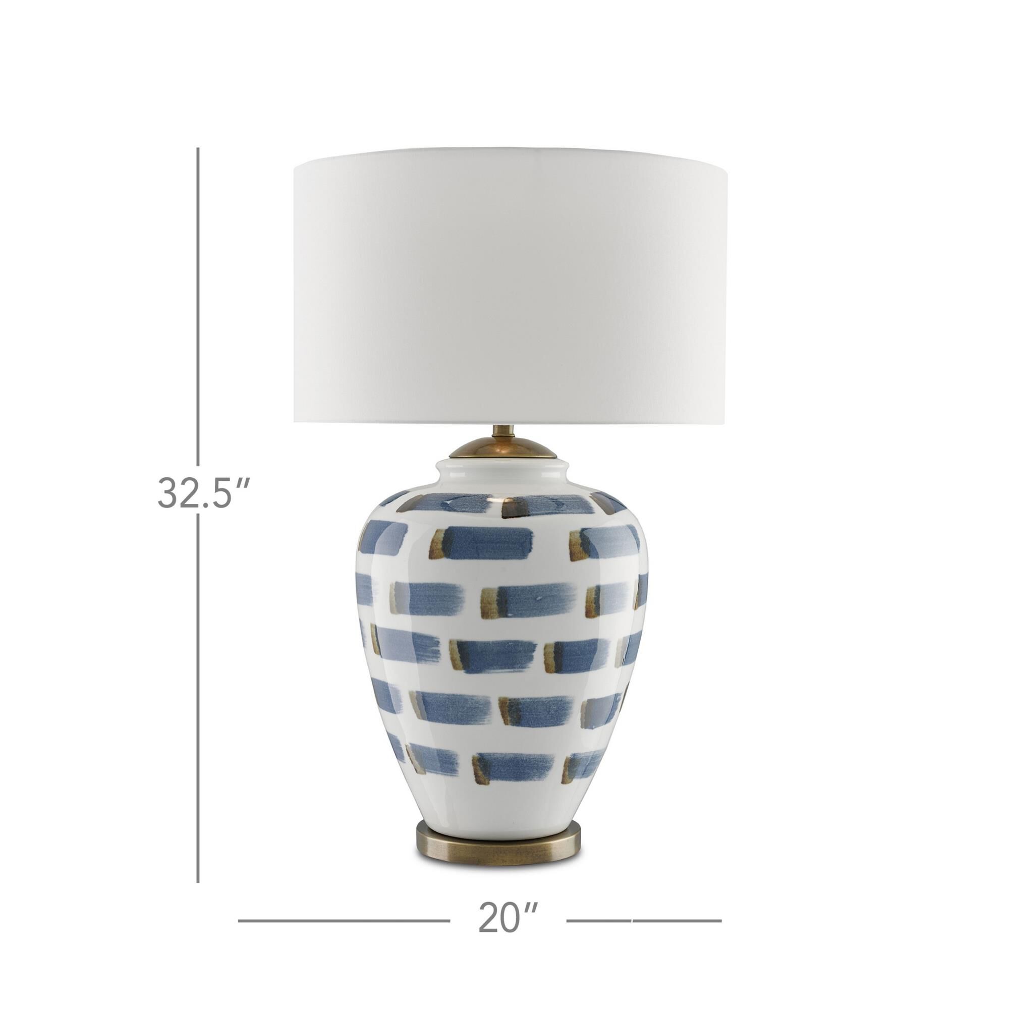Shown in White/Blue/Antique Brass finish and Included shade