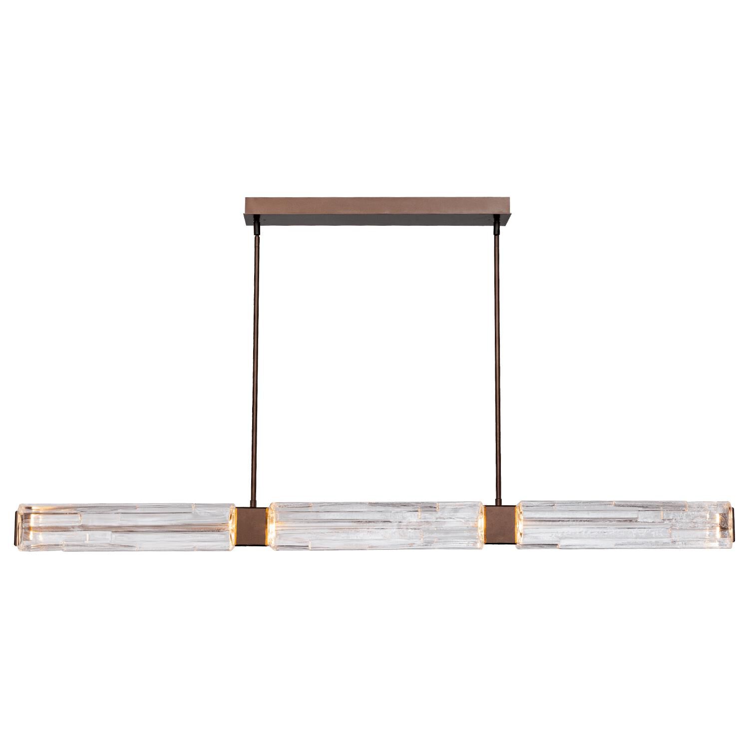 Shown in Burnished Brass finish and Ledgestone Blown Clear glass