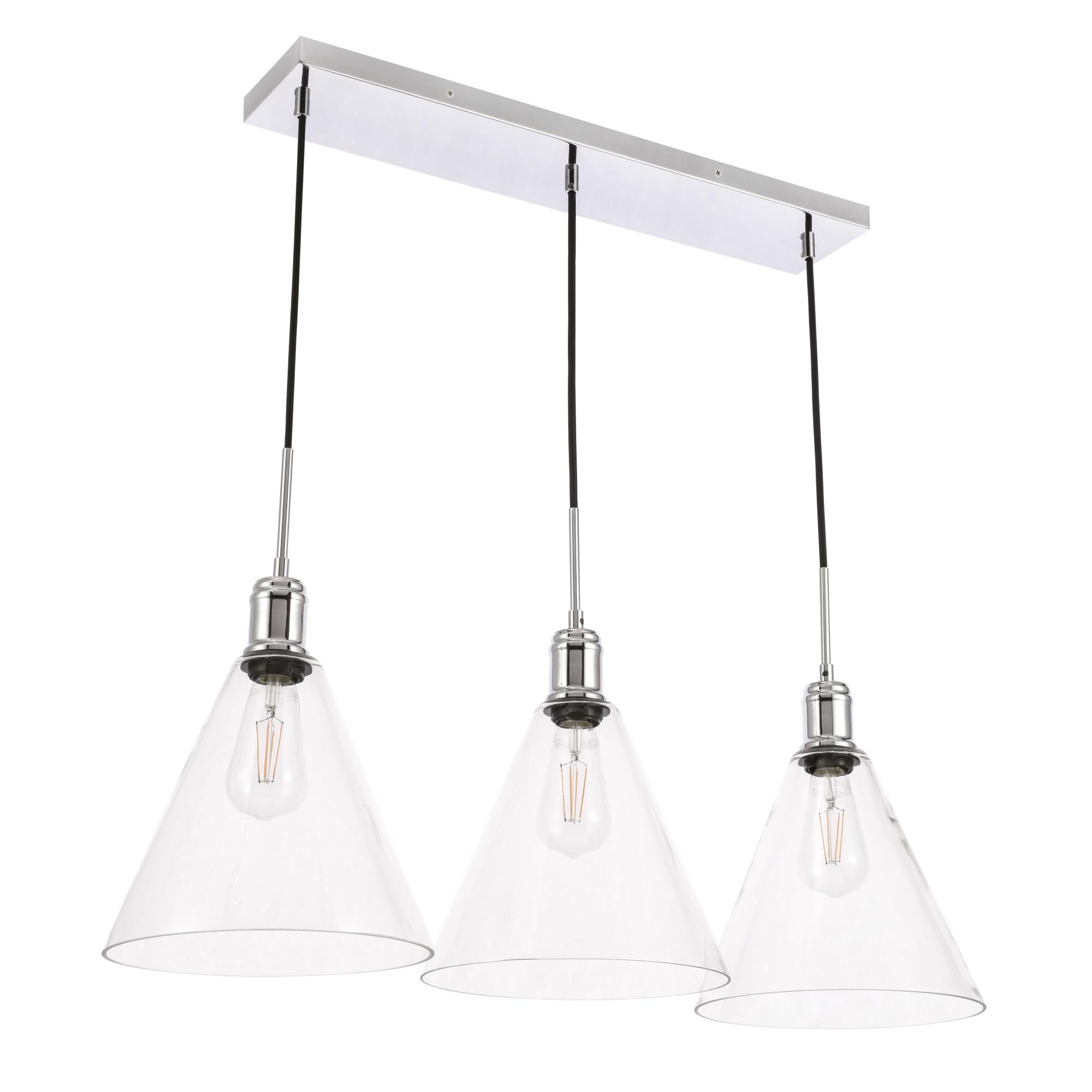 Hugh 36 Inch 3 Light Linear Suspension Light by Elegant Lighting