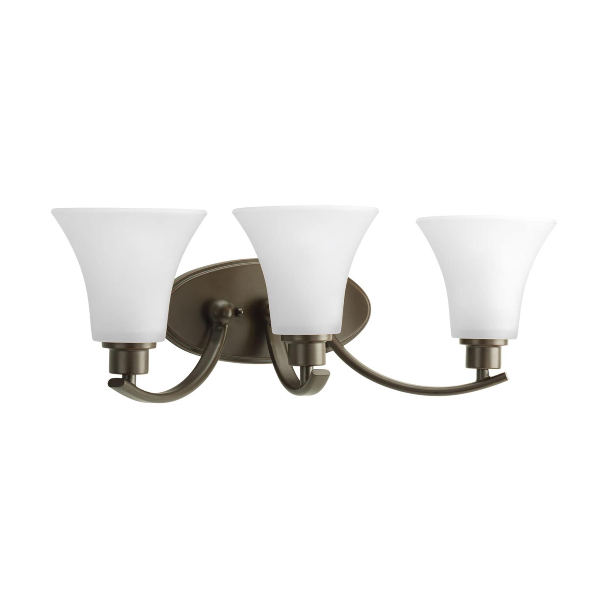 Shown in Antique Bronze finish and Etched White glass