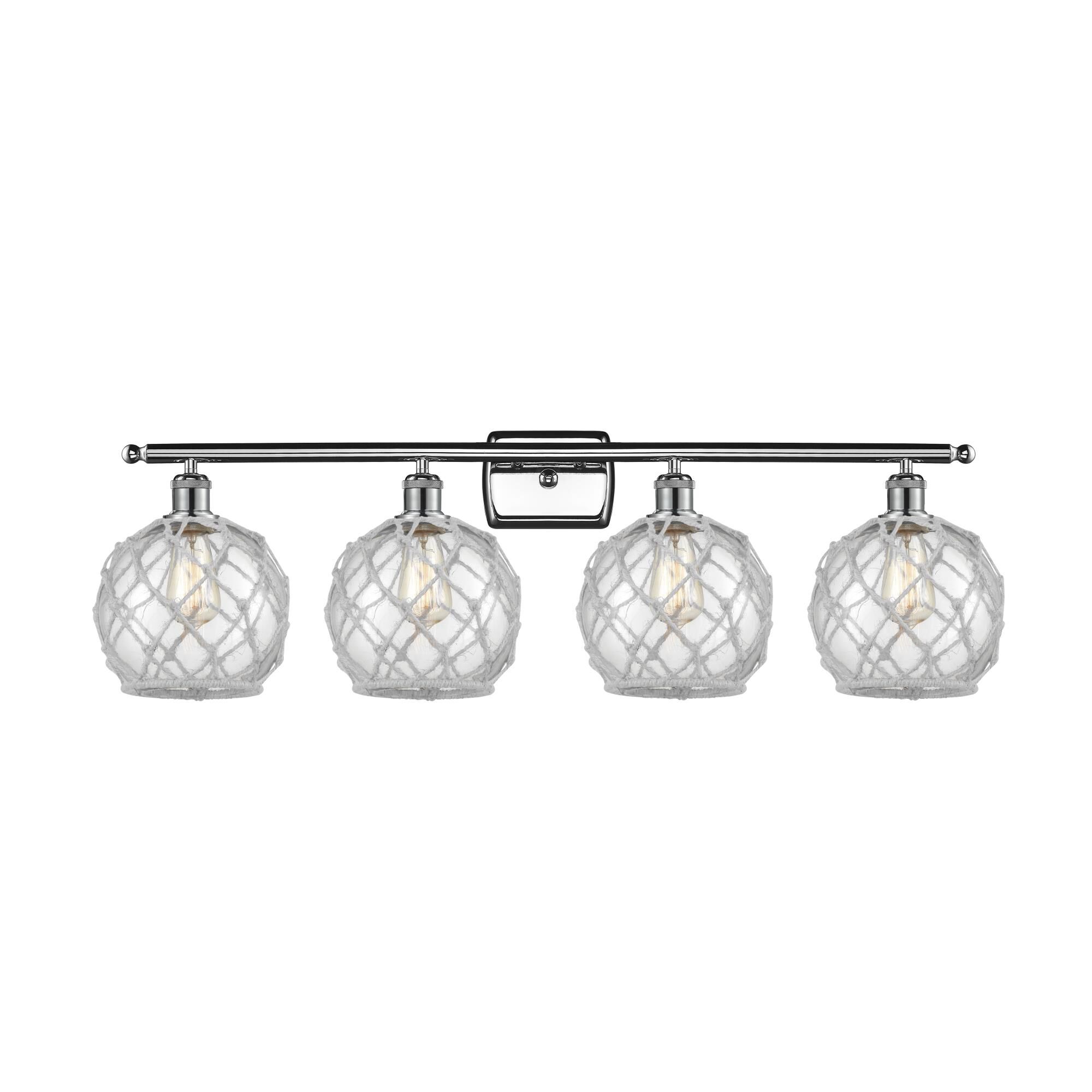 Shown in Polished Chrome finish and Clear With White Rope glass