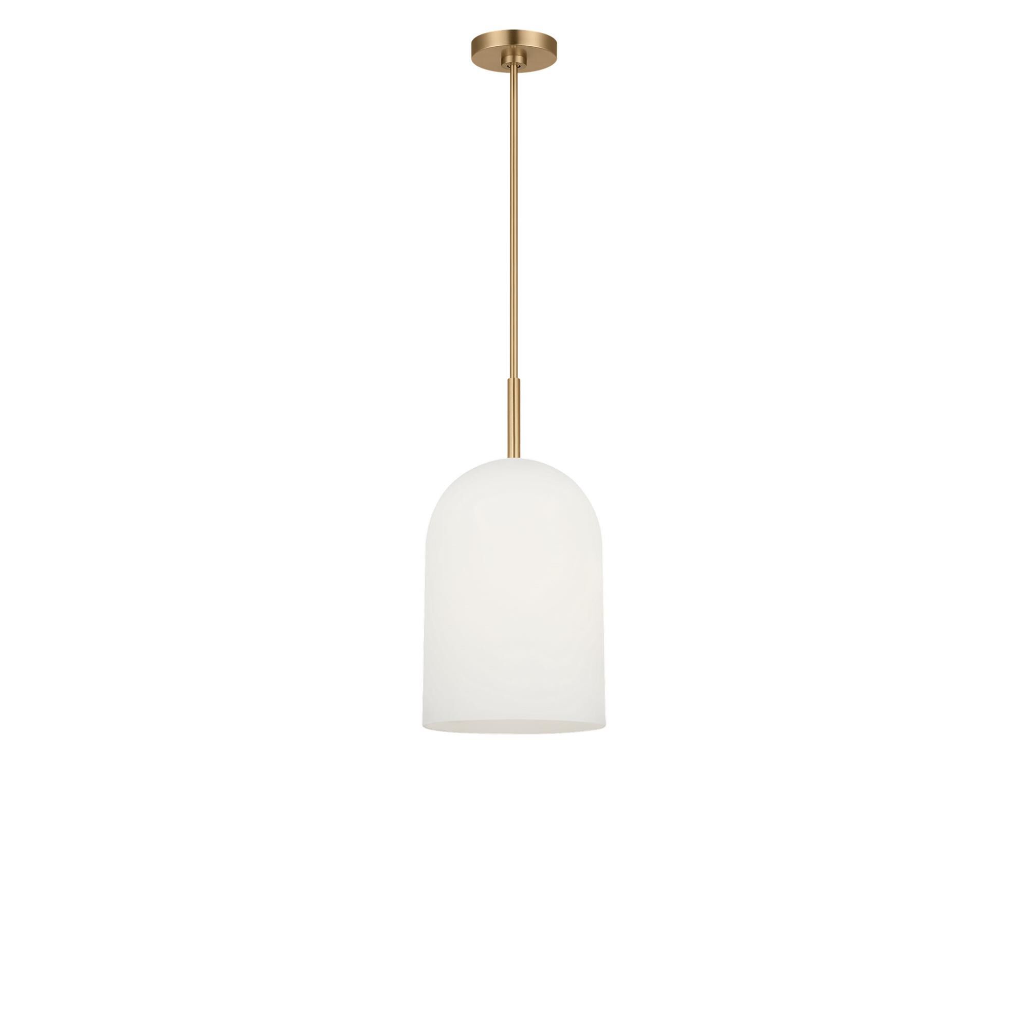 Shown in Satin Brass finish and Etched White glass