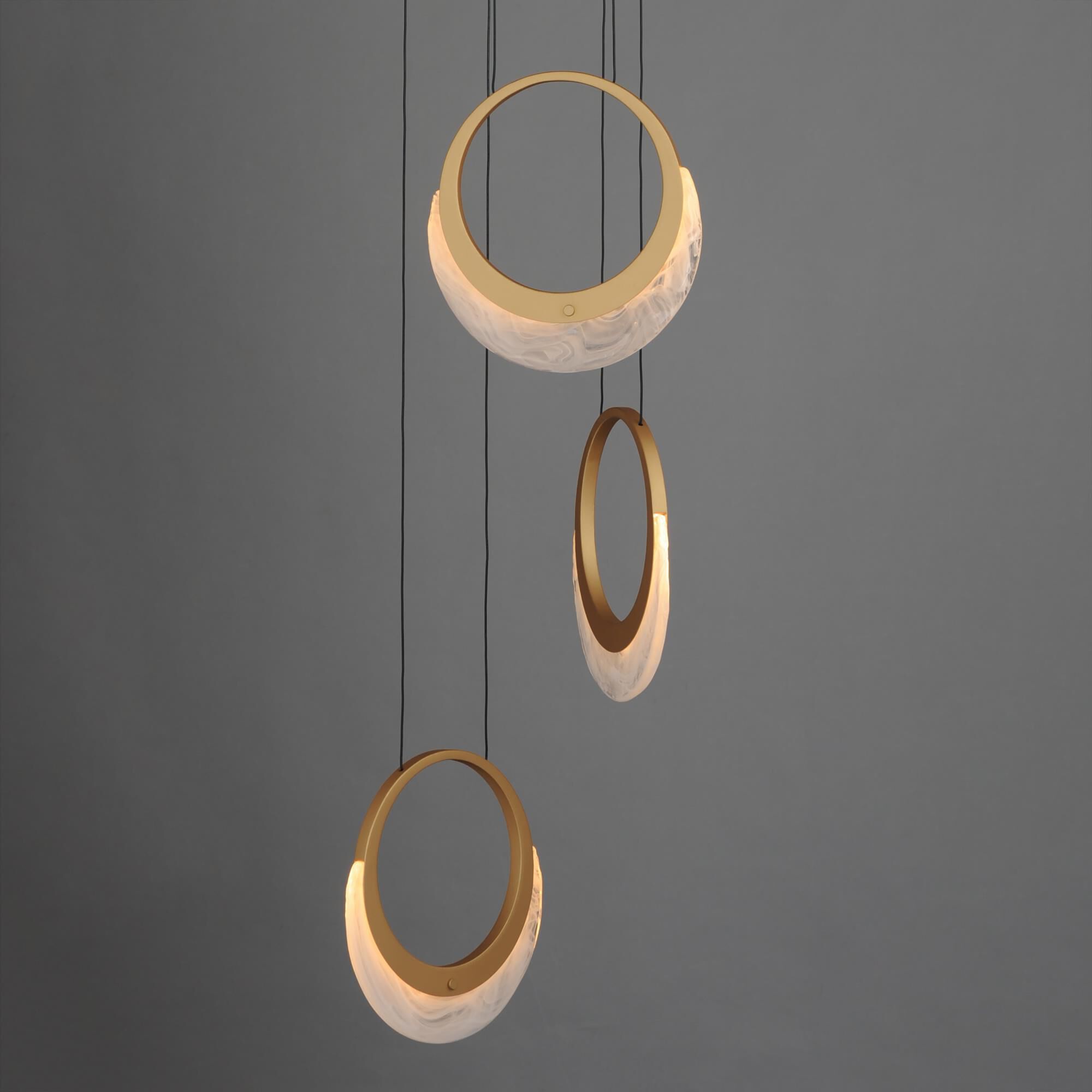 Shown in Gold finish and White Spiral glass