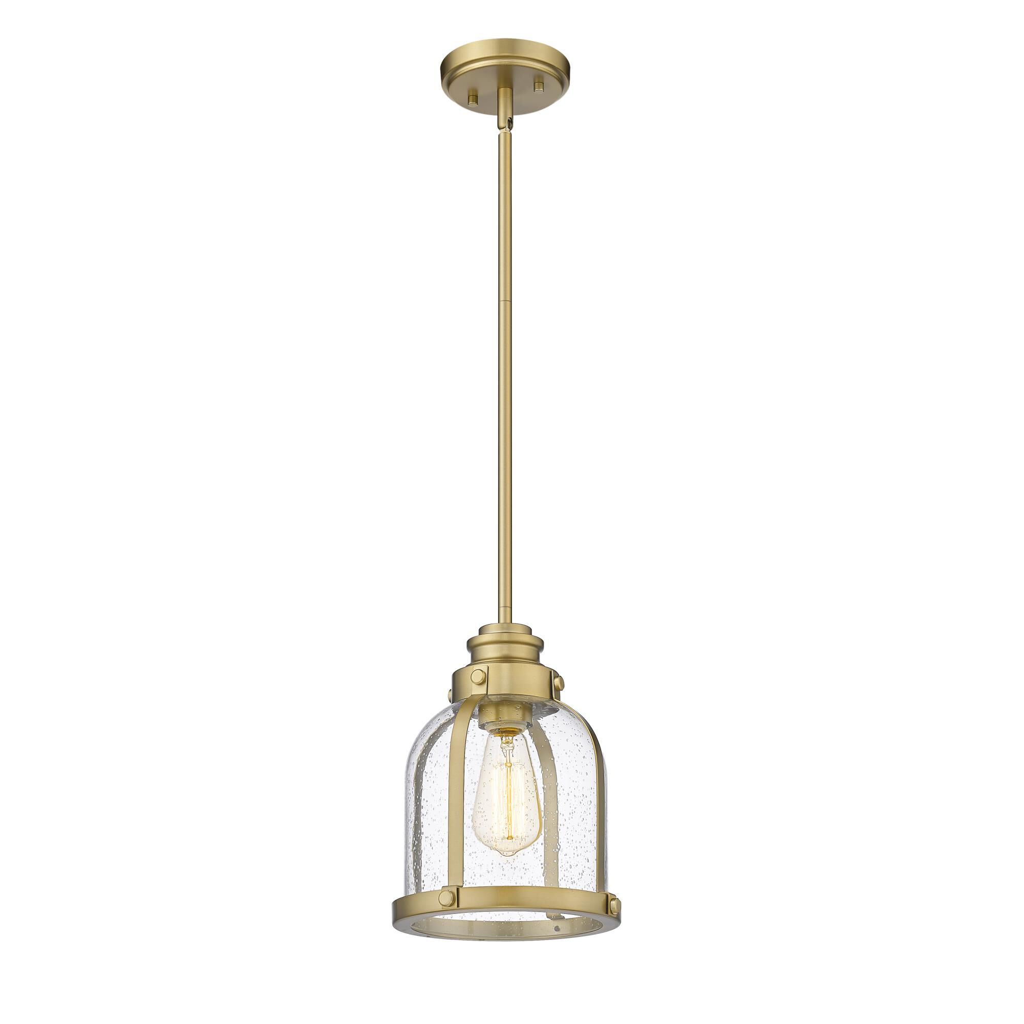 Shown in Heritage Brass finish and Glass shade