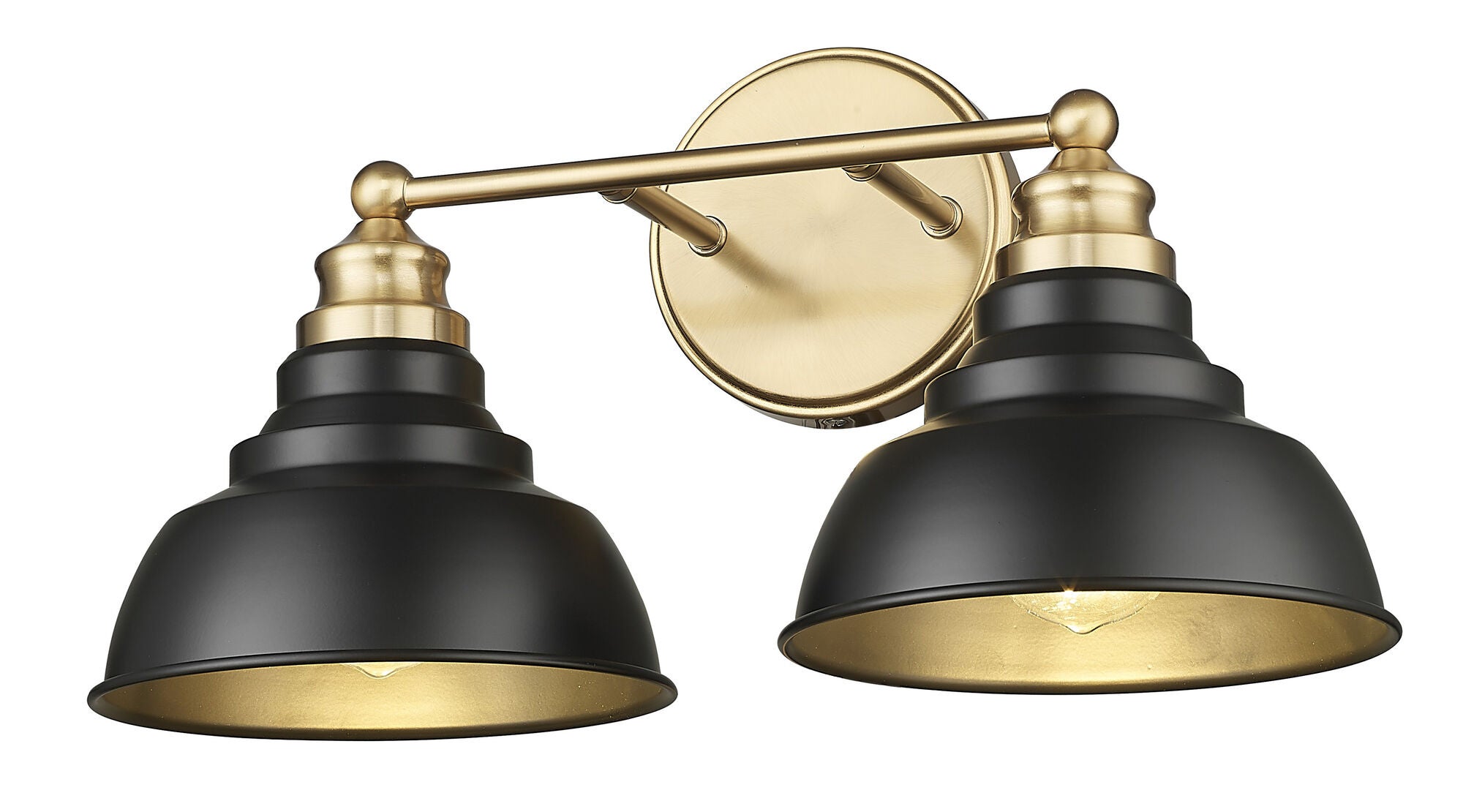 Shown in Matte Black And Brass finish and Black Metal s shade