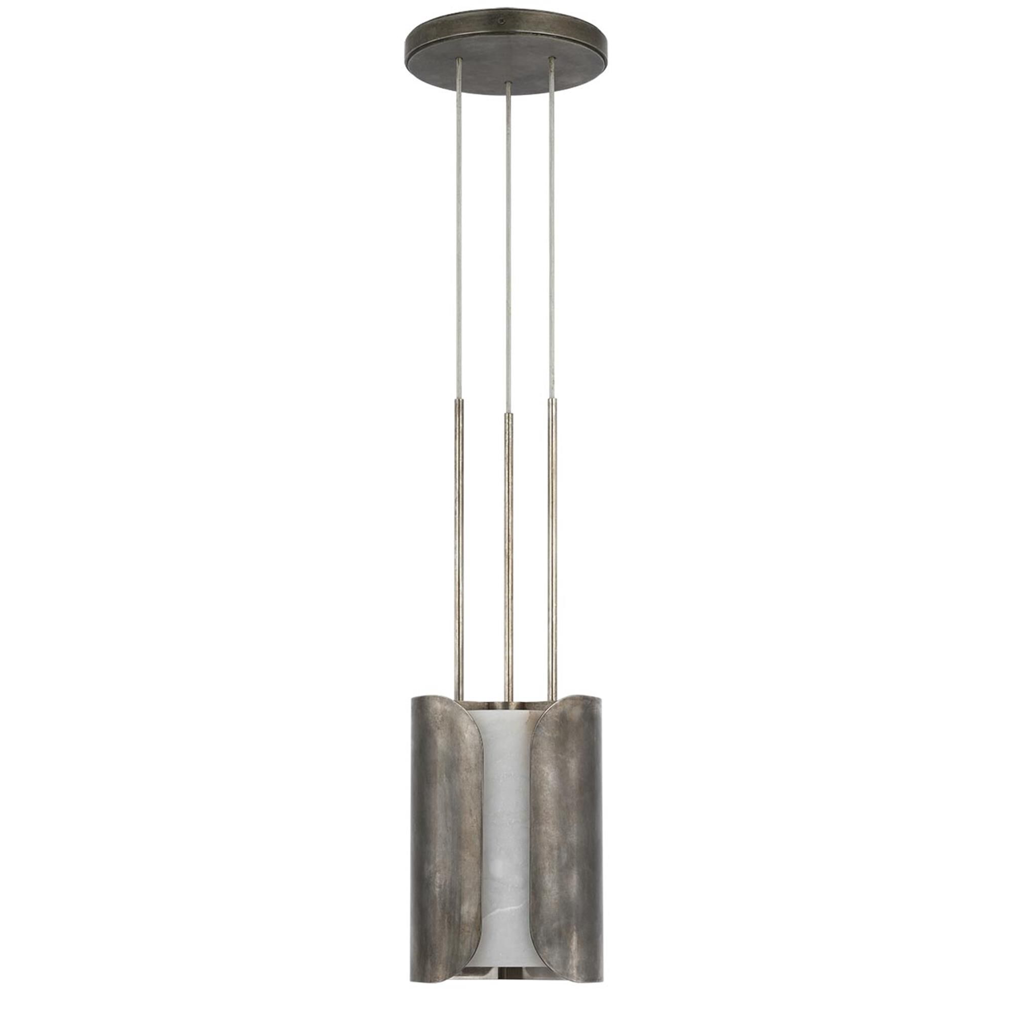 Shown in Mottled Pewter finish and Alabaster shade