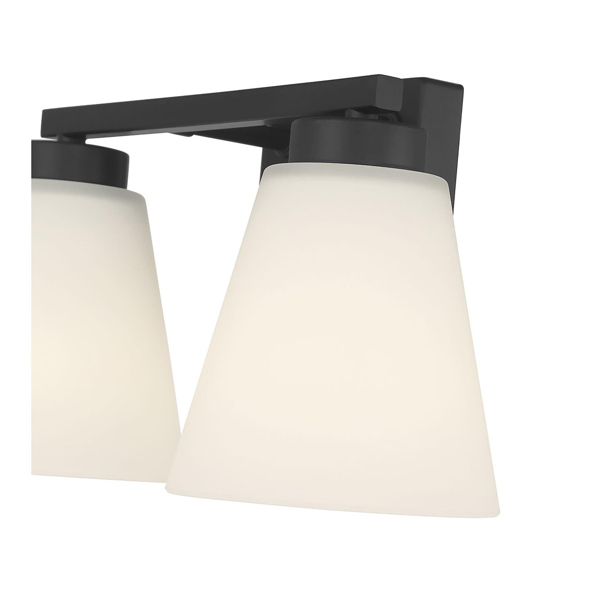 Shown in Matte Black finish and White Frosted glass