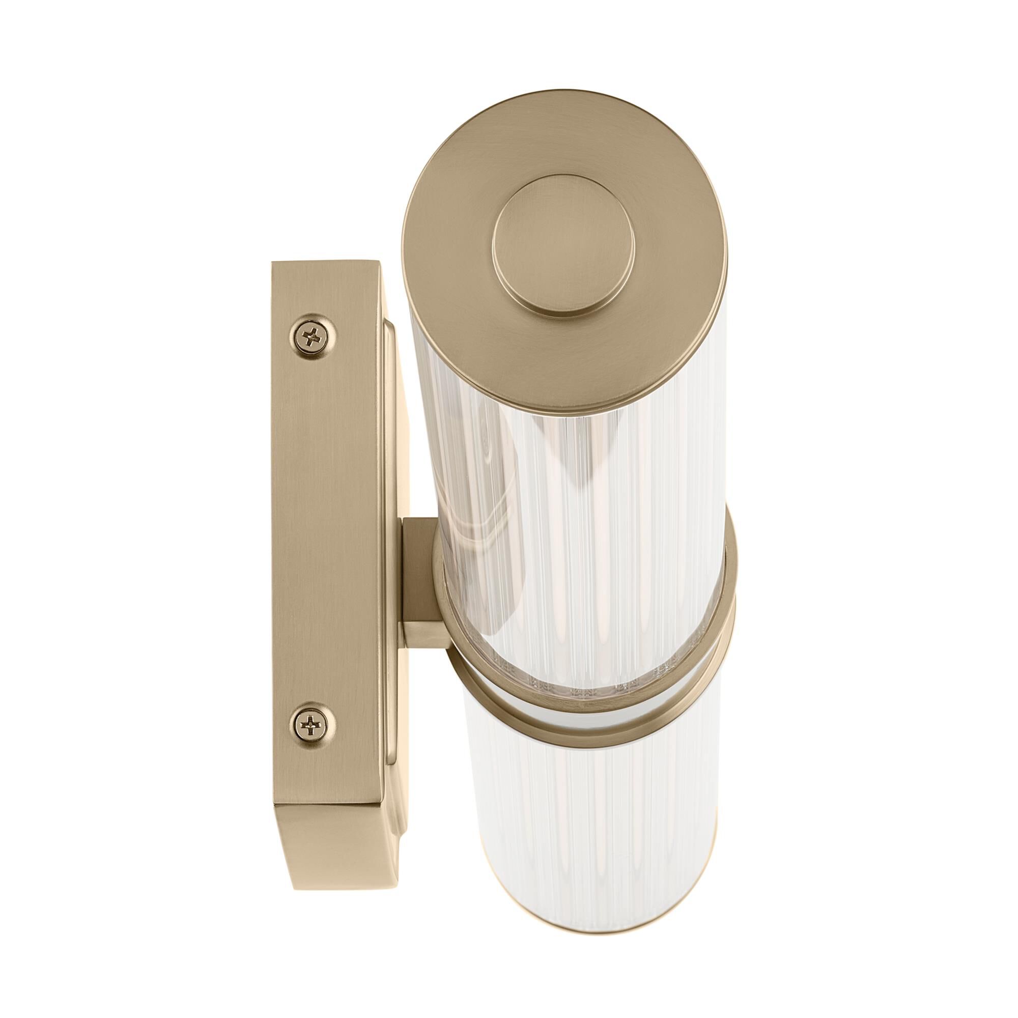 Shown in Champagne Bronze finish and Clear Fluted glass