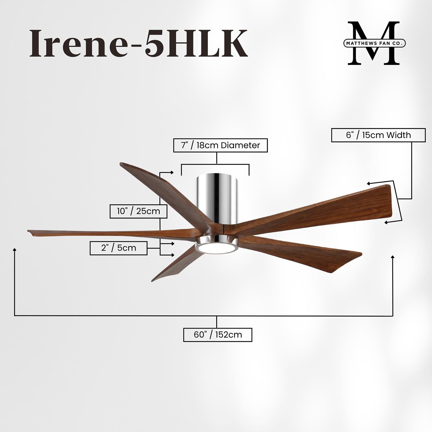 Irene 60 Inch Flush Mount Fan with Light Kit by Matthews Fan Company