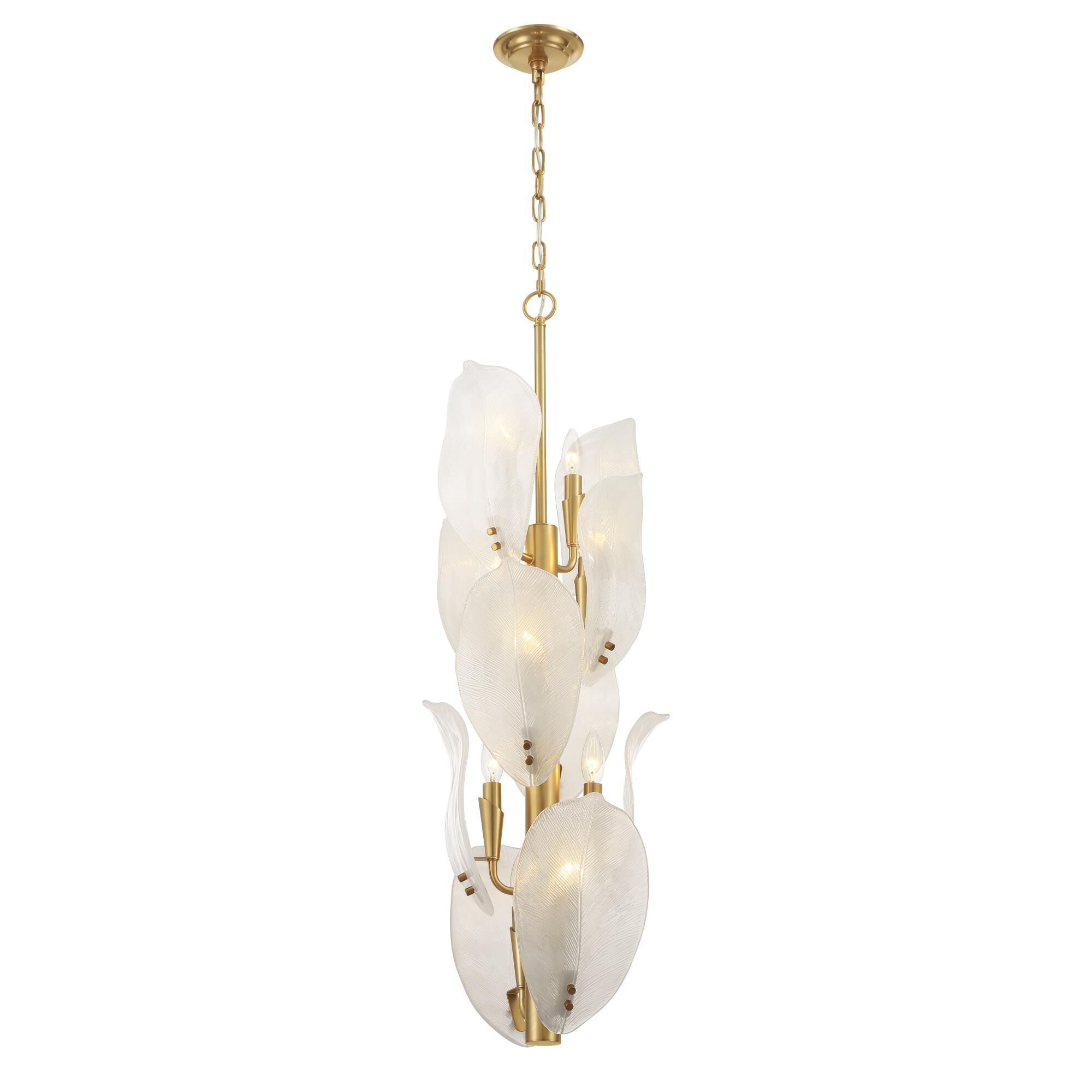 Shown in Legacy Brass finish and White Handmade glass