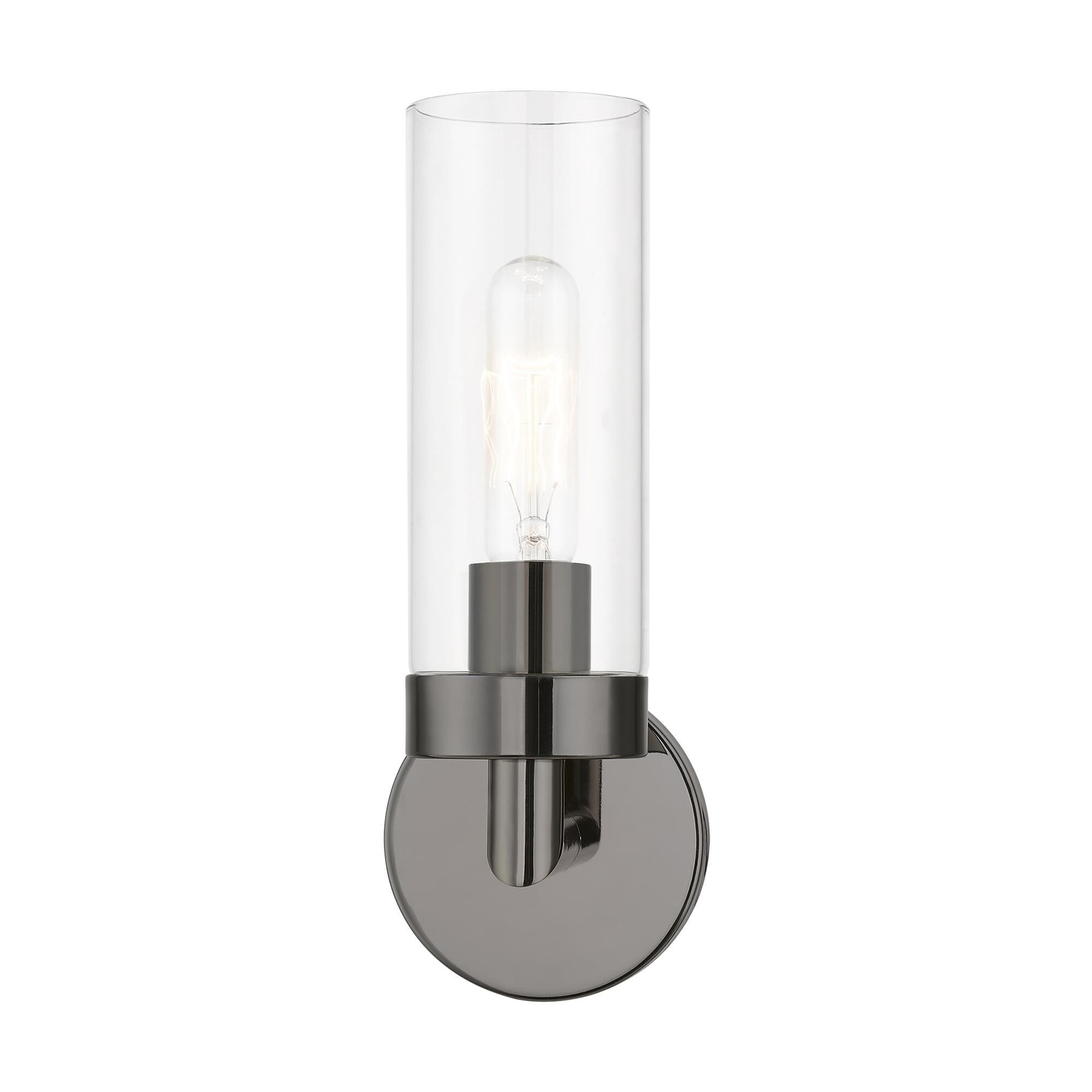 Shown in Black Chrome finish and Clear glass