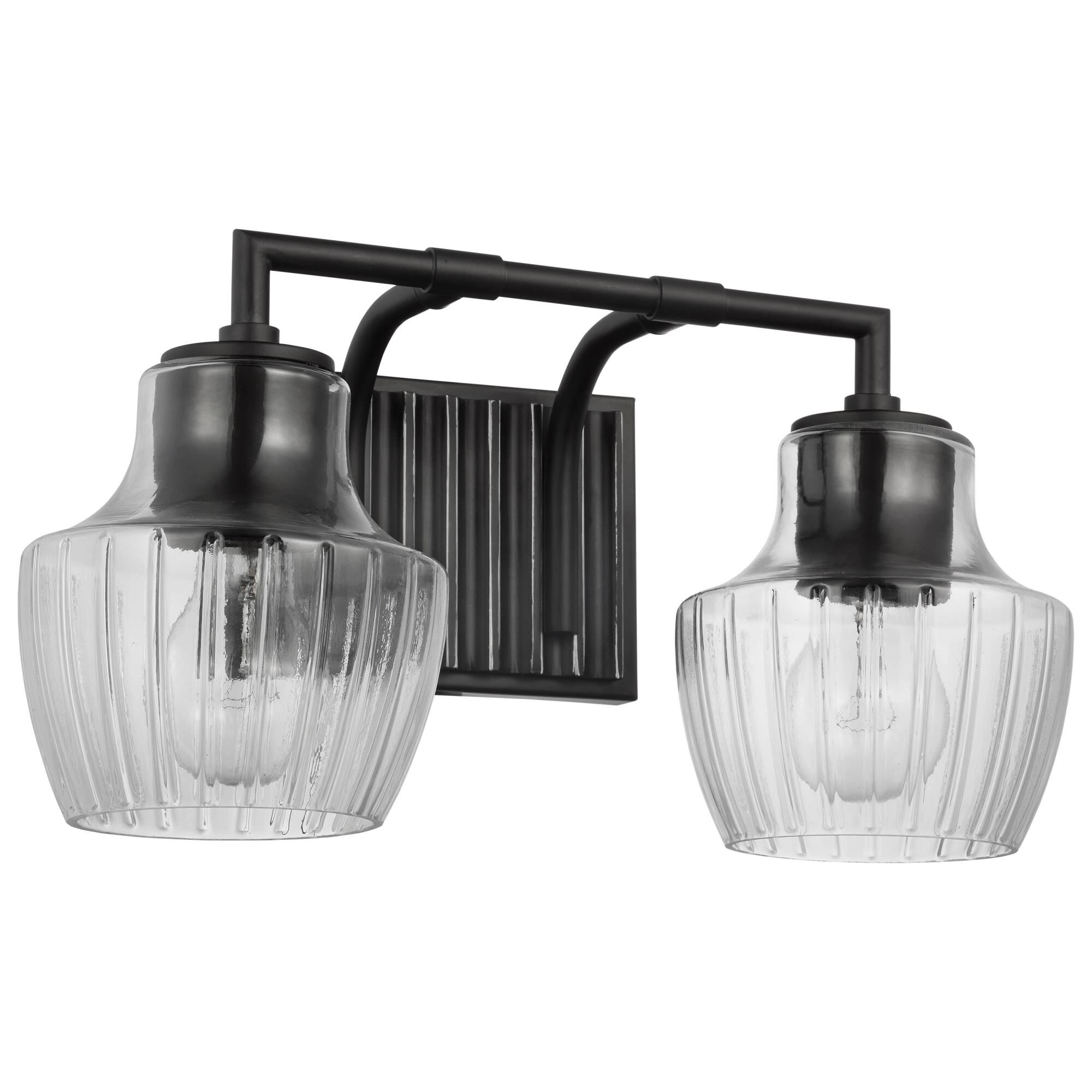 Shown in Black and Silver Accents finish and Clear Ribbed glass
