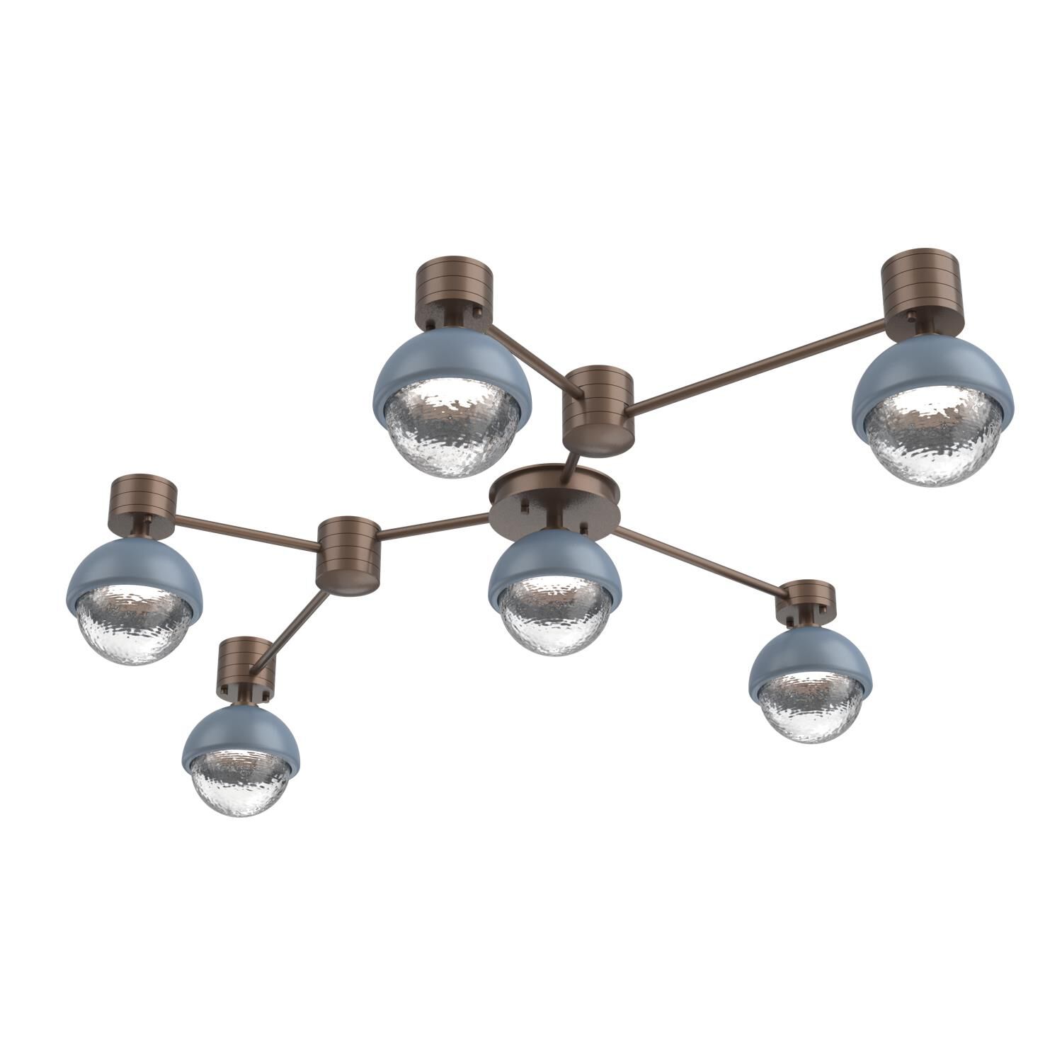 Shown in Burnished Bronze finish and Clear glass and Poppy Blue accent