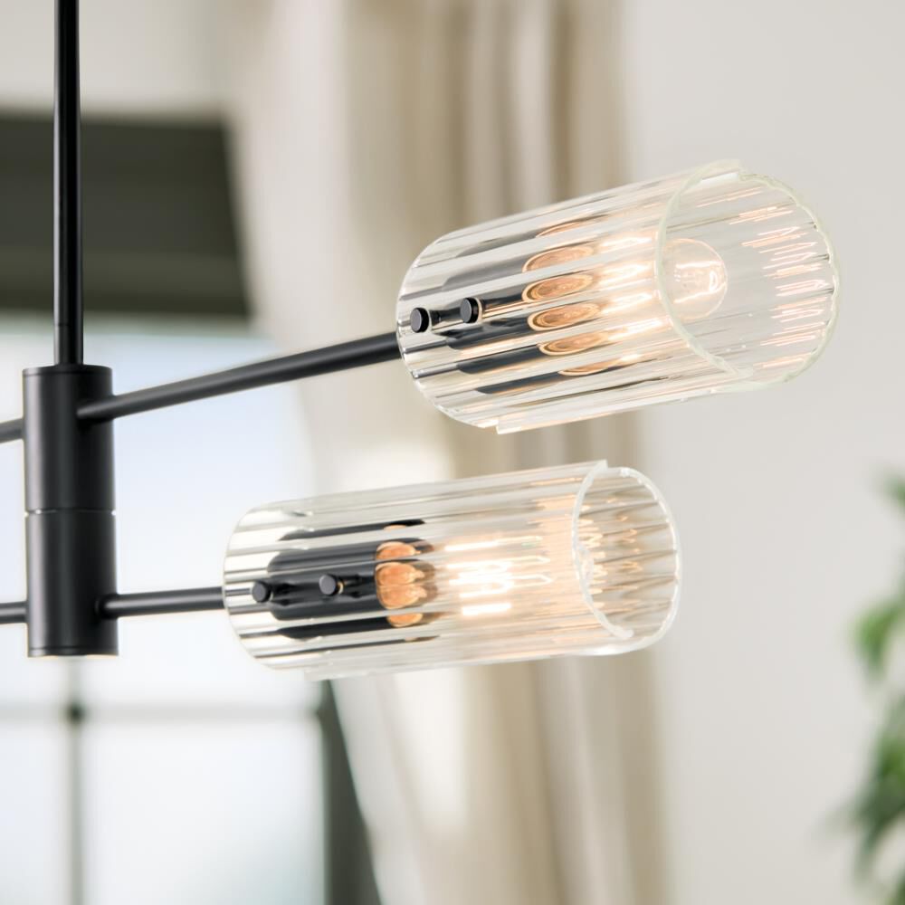 Shown in Black finish and Clear Fluted glass