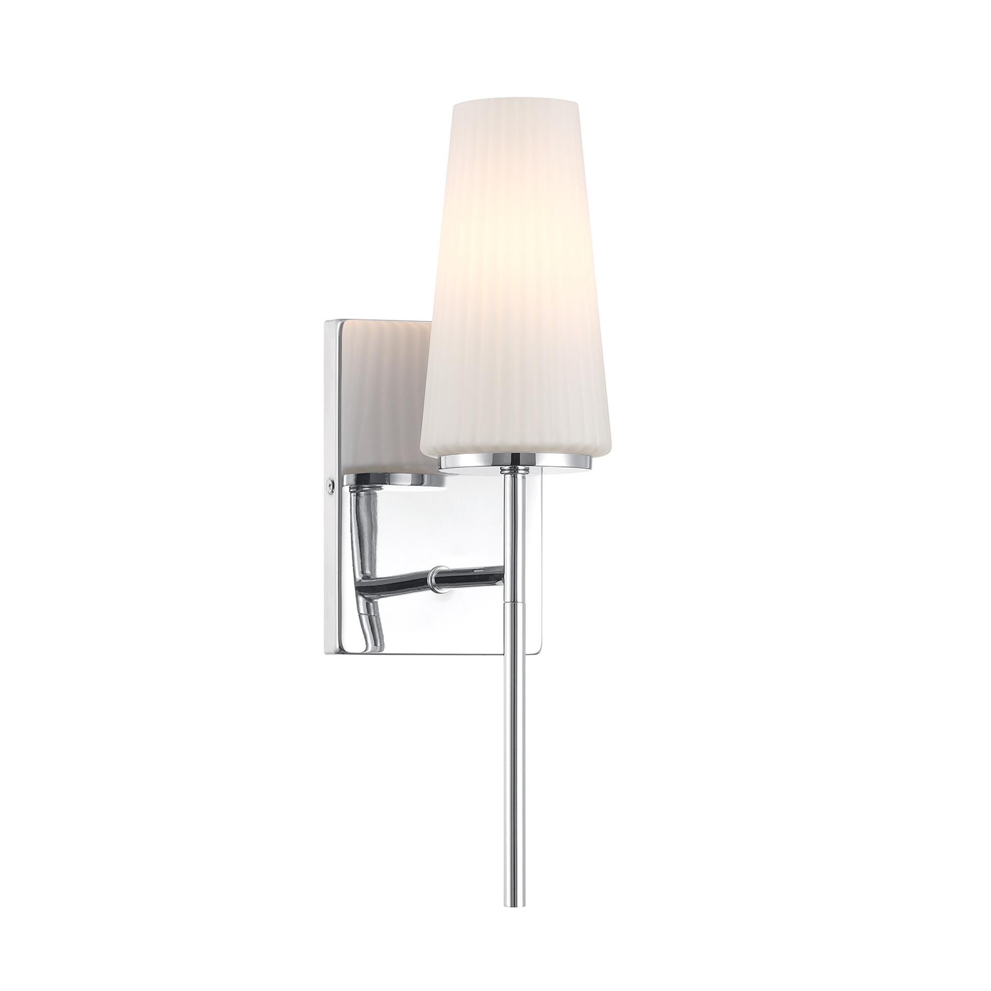 Shown in Chrome finish and Fluted White Opal glass