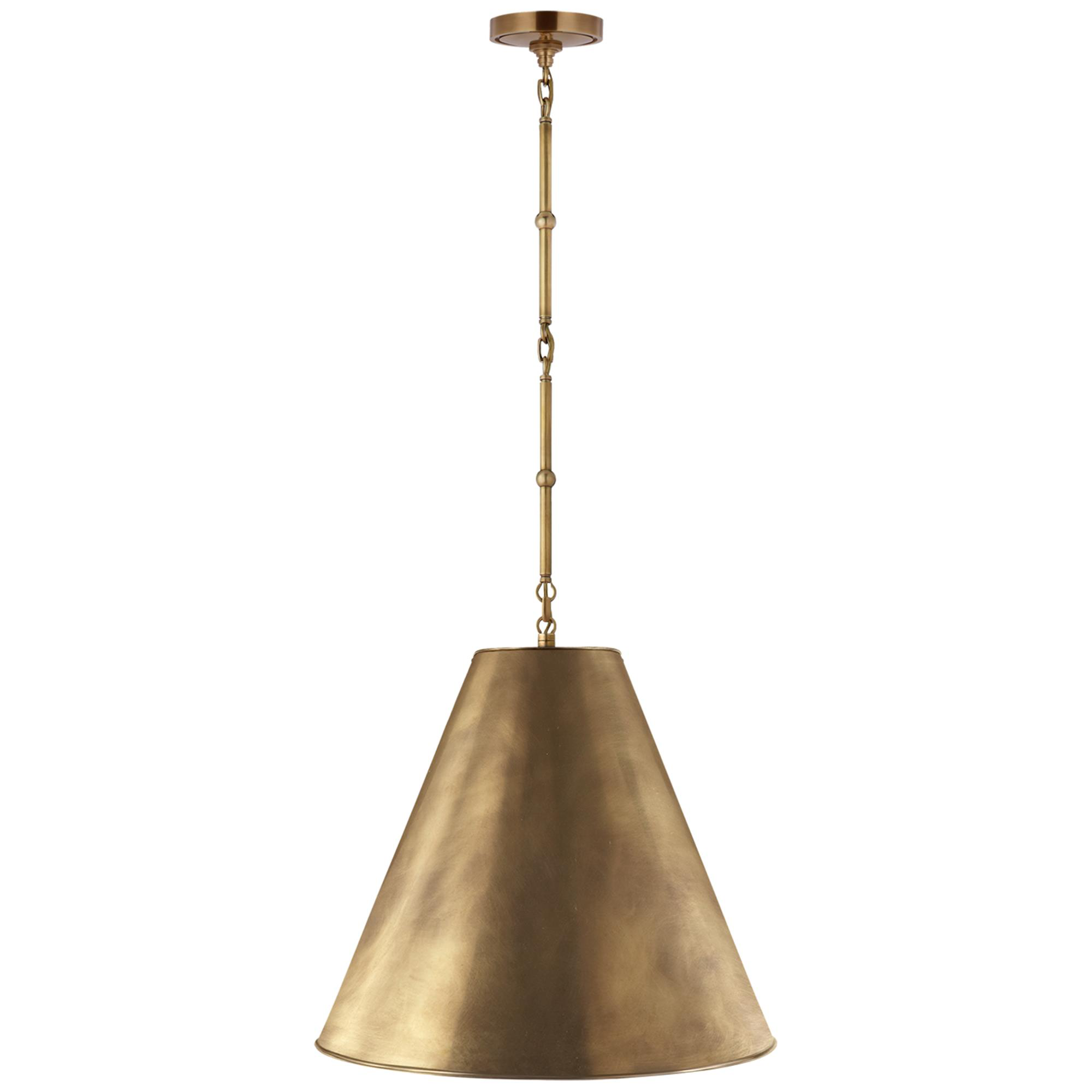 Shown in Hand-Rubbed Antique Brass finish and Antique Brass shade