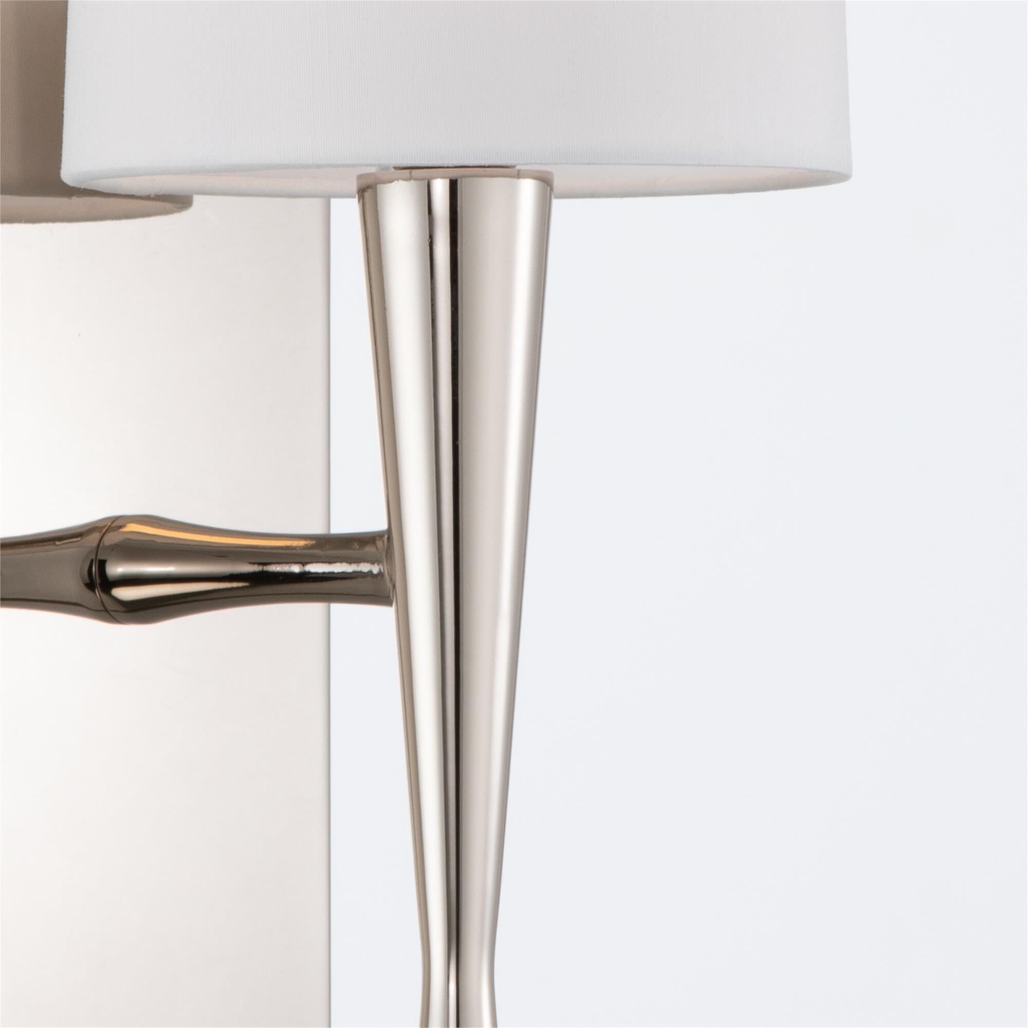 Shown in Polished Nickel finish and Silk glass and White shade