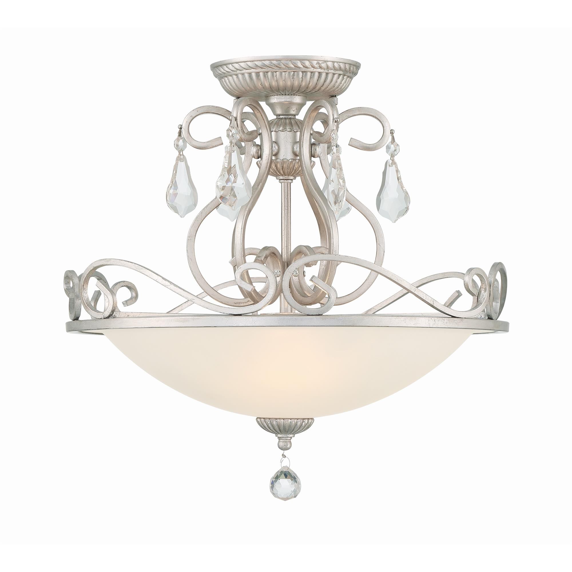 Shown in Olde Silver finish and Hand Cut Crystal crystal and Frosted glass
