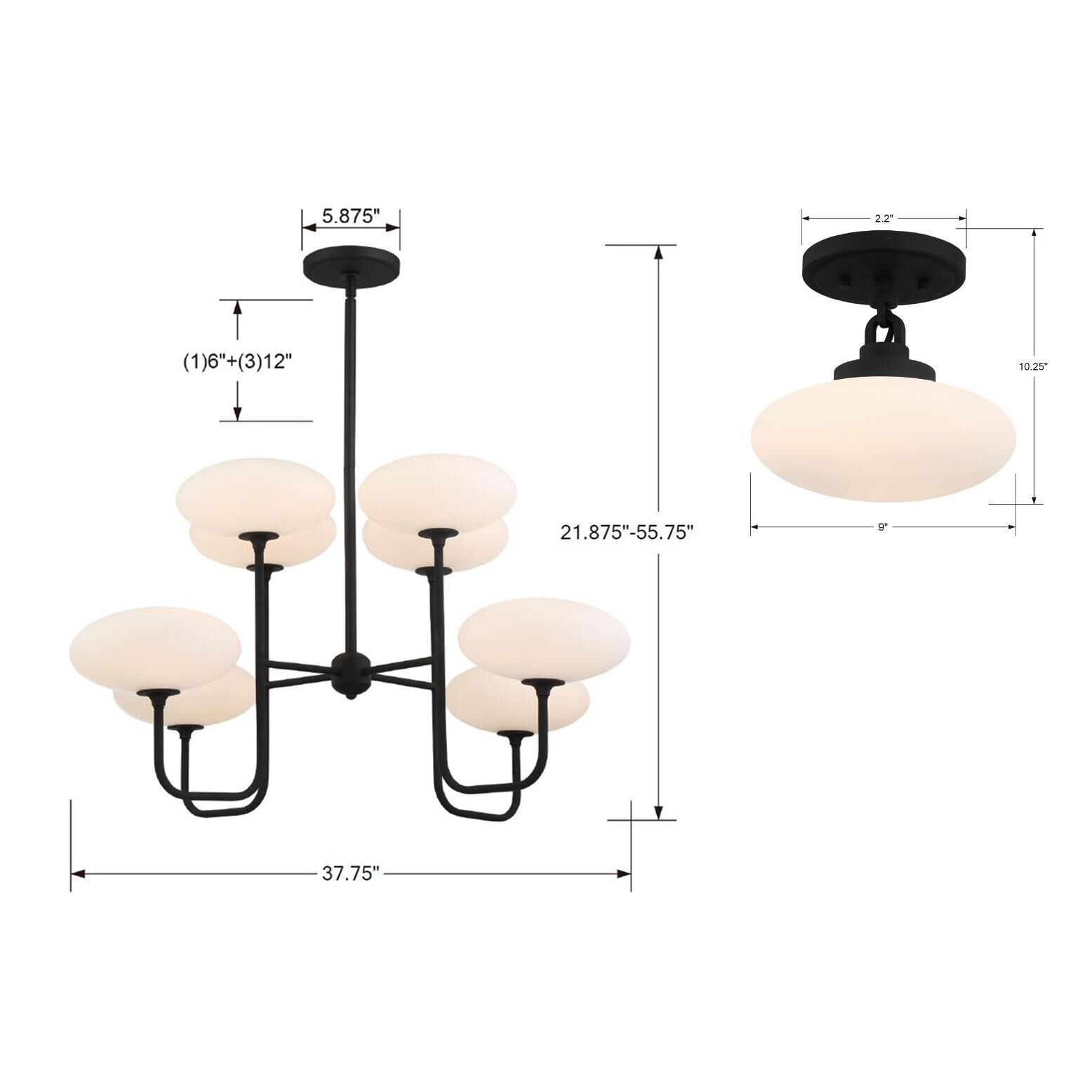 Shown in Black Forged finish and Glass shade