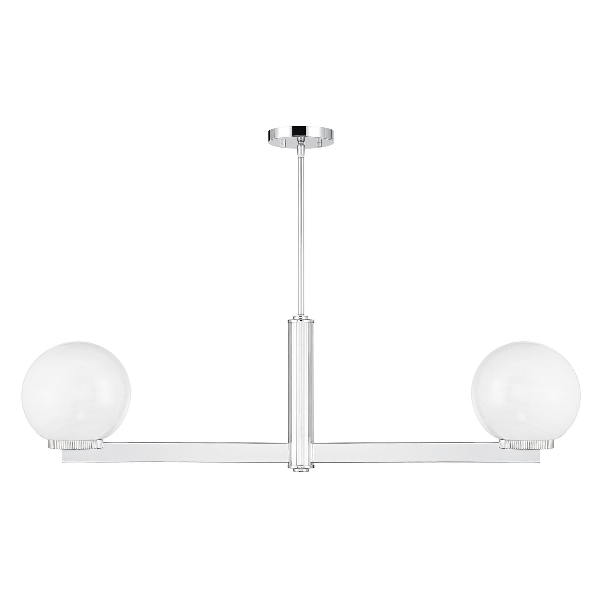 Shown in Chrome finish and White Strie glass