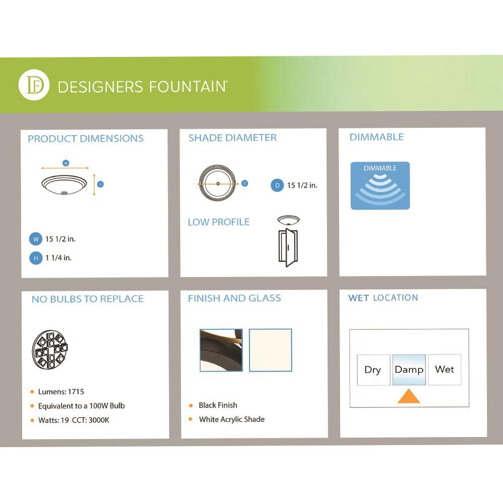 Shown in Black finish and Acrylic shade