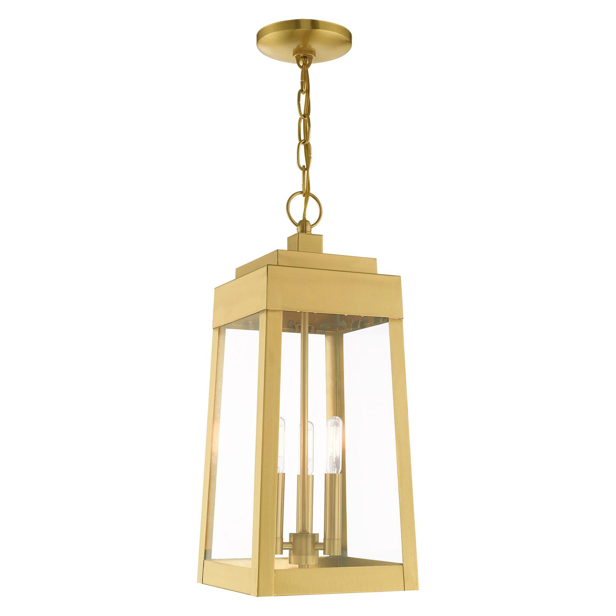 Shown in Satin Brass finish and Clear glass