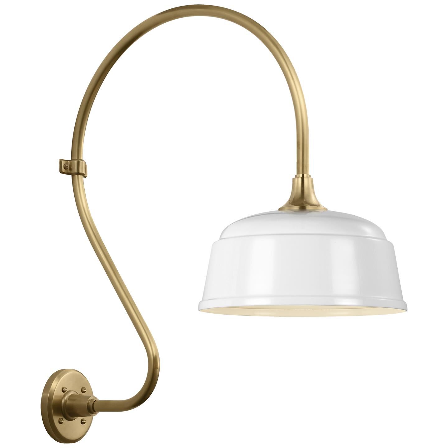 Shown in Hand-Rubbed Antique Brass finish and White Rockhouse shade