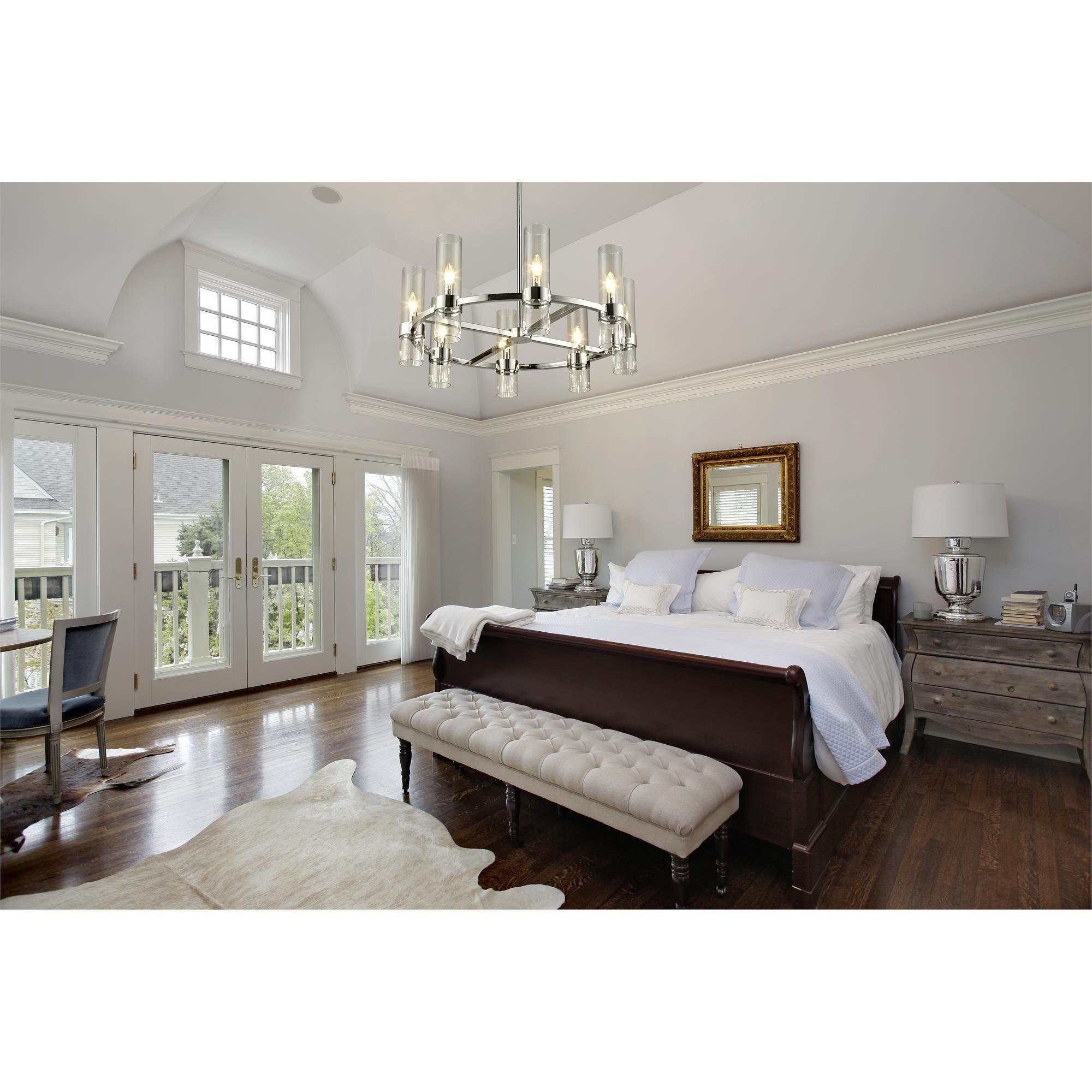 Shown in Polished Nickel finish and Clear glass and No Shade shade