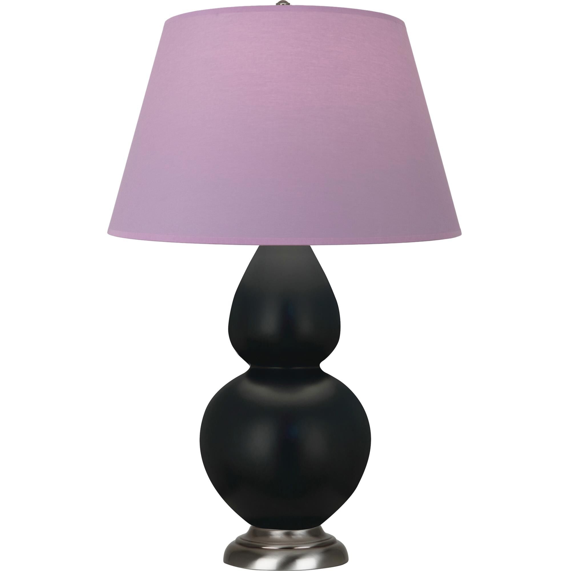 Shown in Matte Obsidian finish and Lavender and Plum shade and Antique Silver accent
