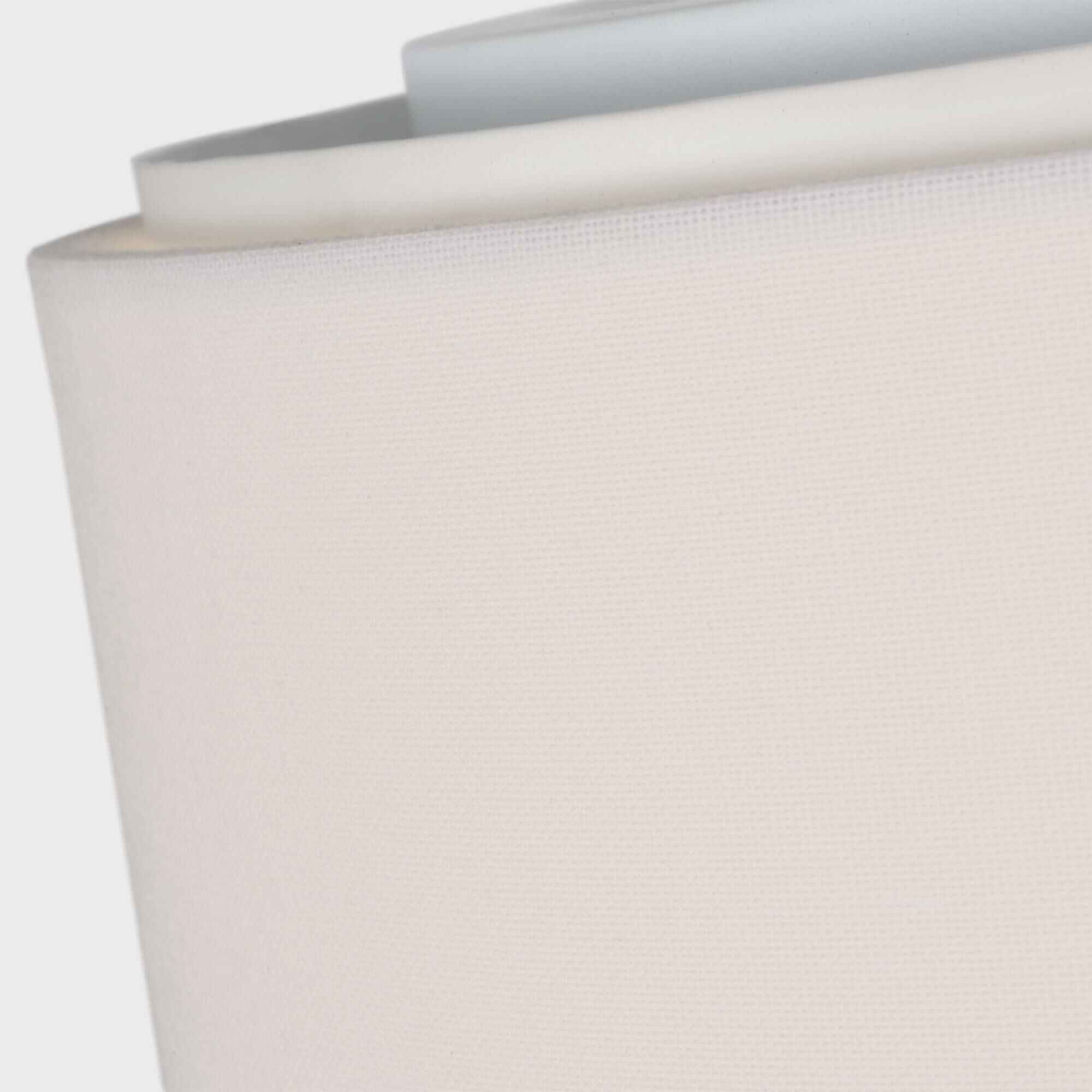 Shown in Matte White finish and White Linen Fabric shade