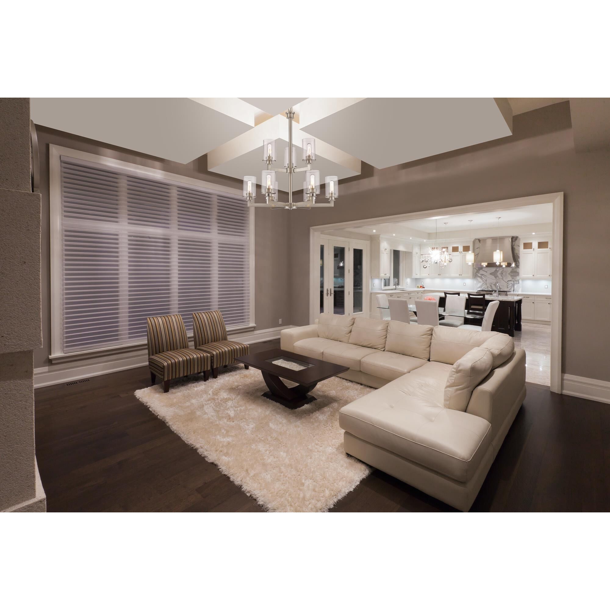 Shown in Brushed Nickel finish and Glass shade