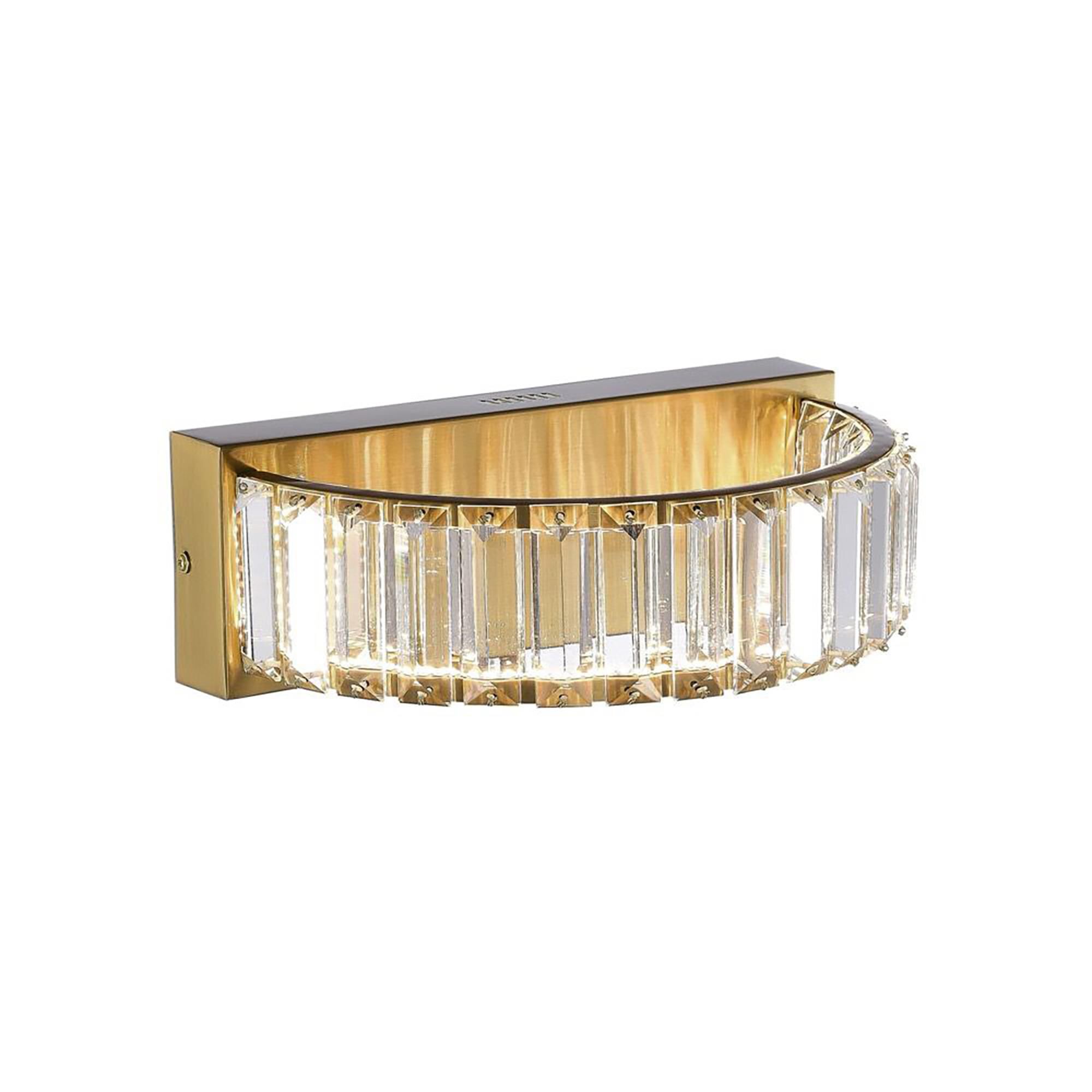 Shown in Brushed Brass finish and Clear Crystal glass
