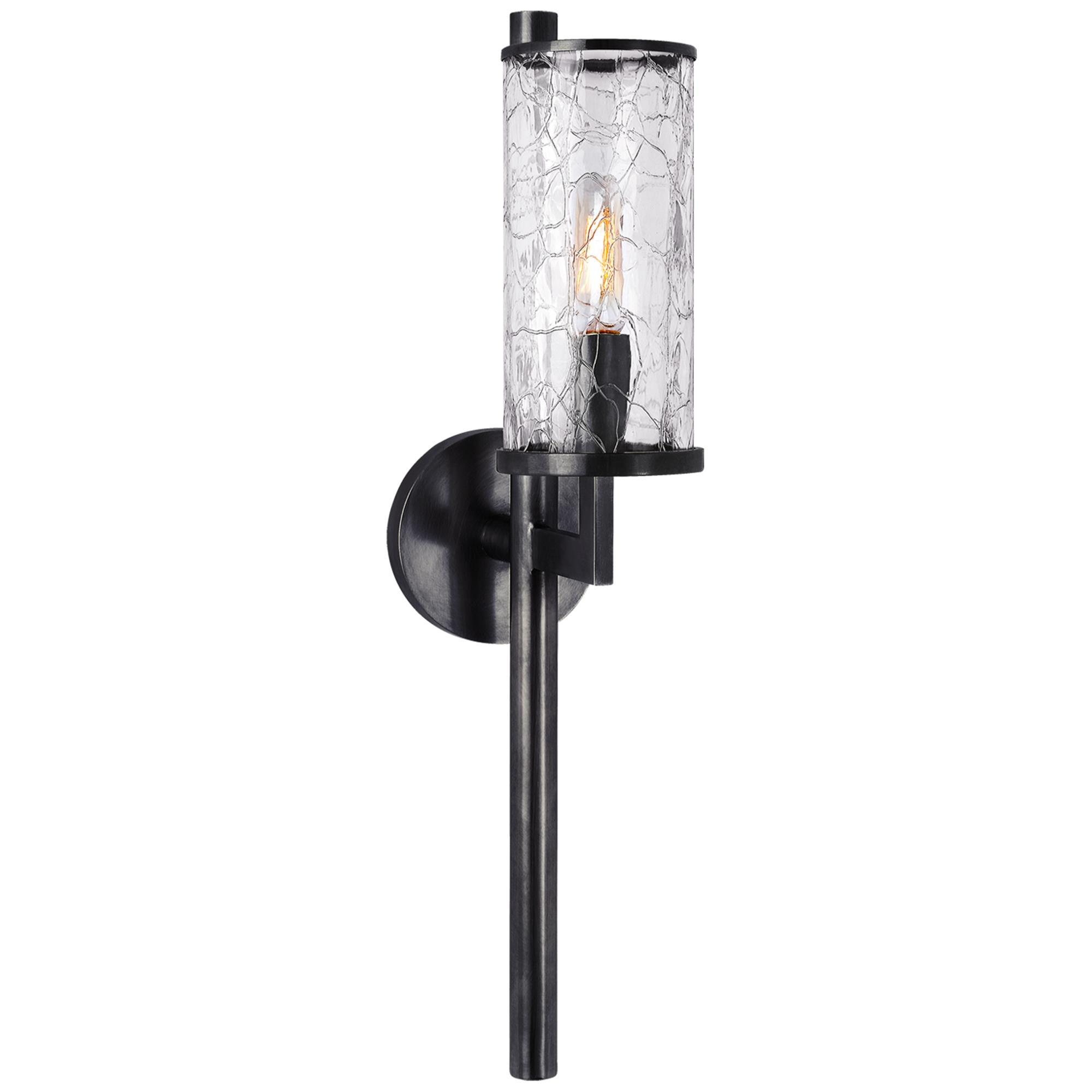 Shown in Bronze finish and Crackle glass
