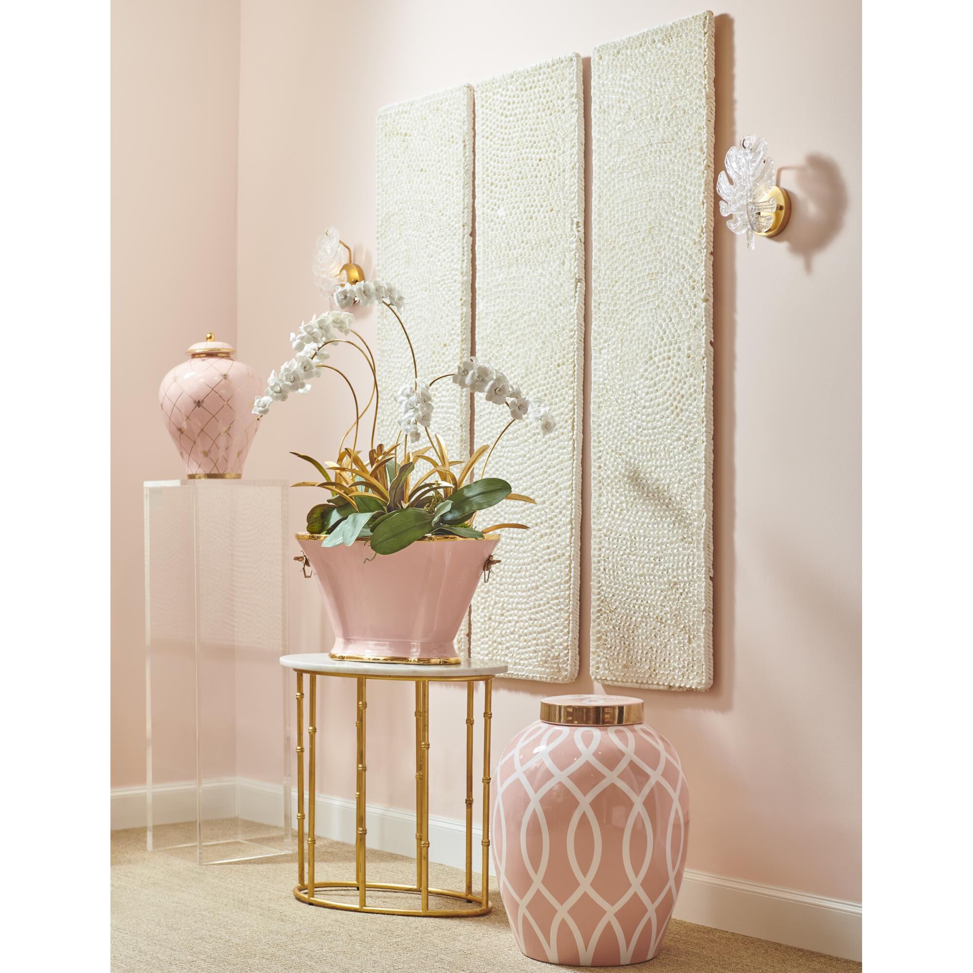 Shown in Coral Glaze/Metallic Gold finish