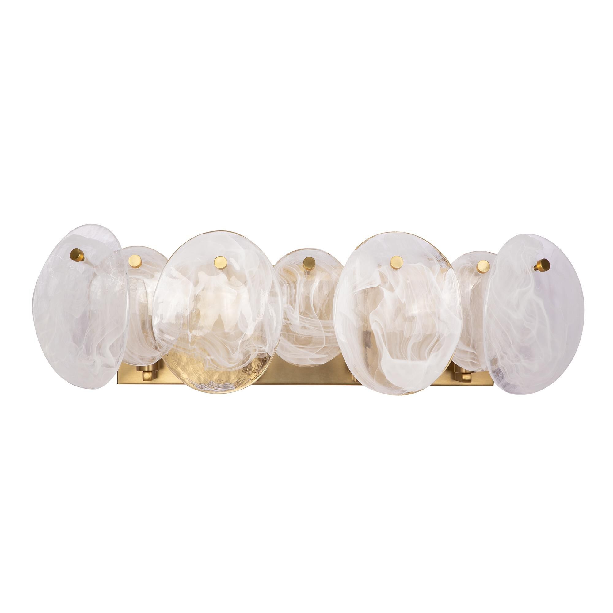Shown in Brushed Brass finish and Wispy White Murano Style glass