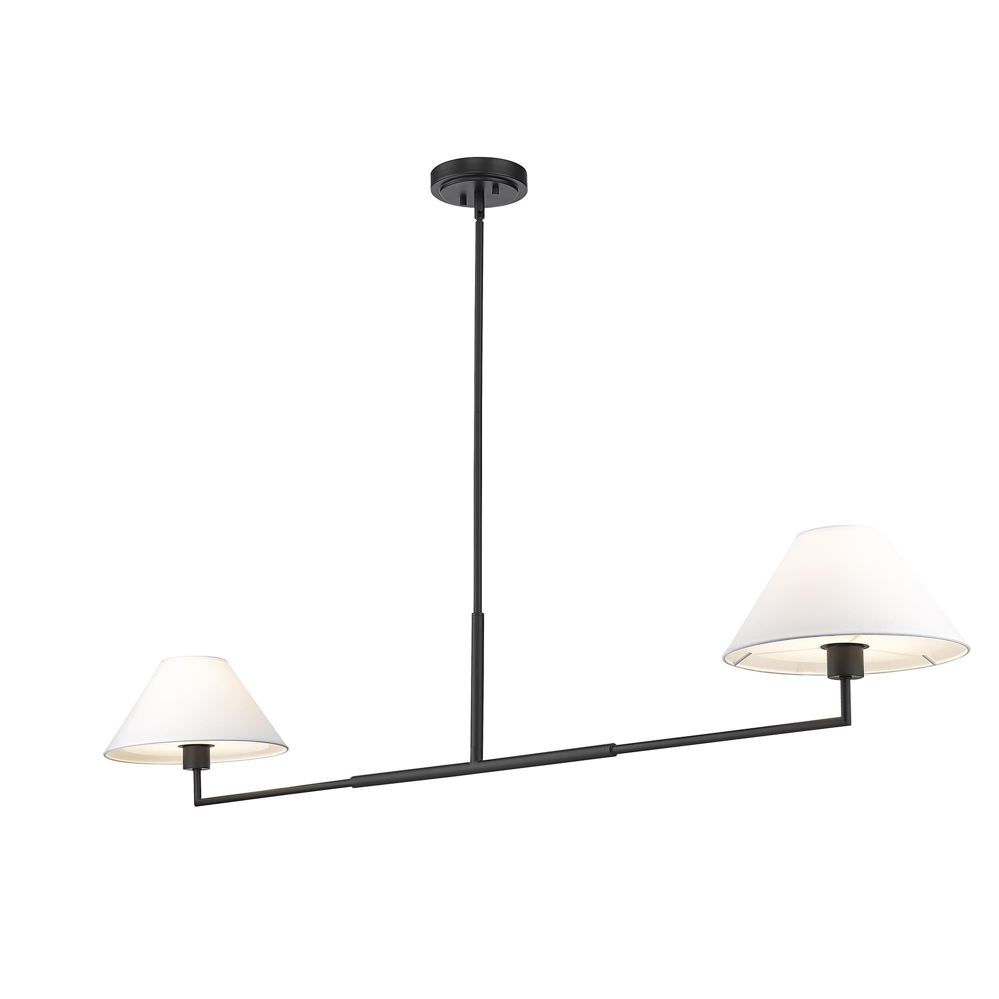 Shown in Matte Black finish and White Linen glass and White Linen shade