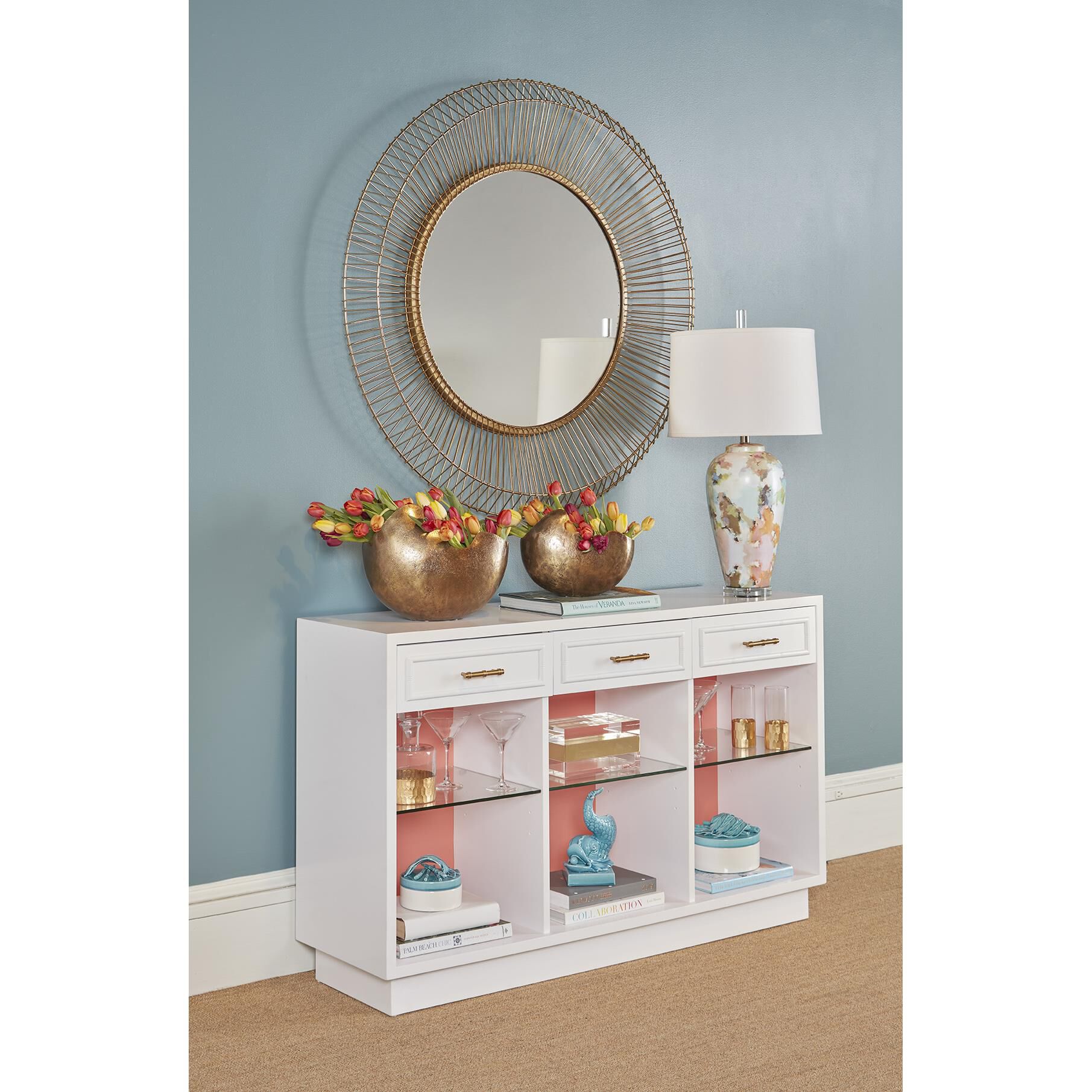 Shown in Antique Brass finish and Left Leg accent