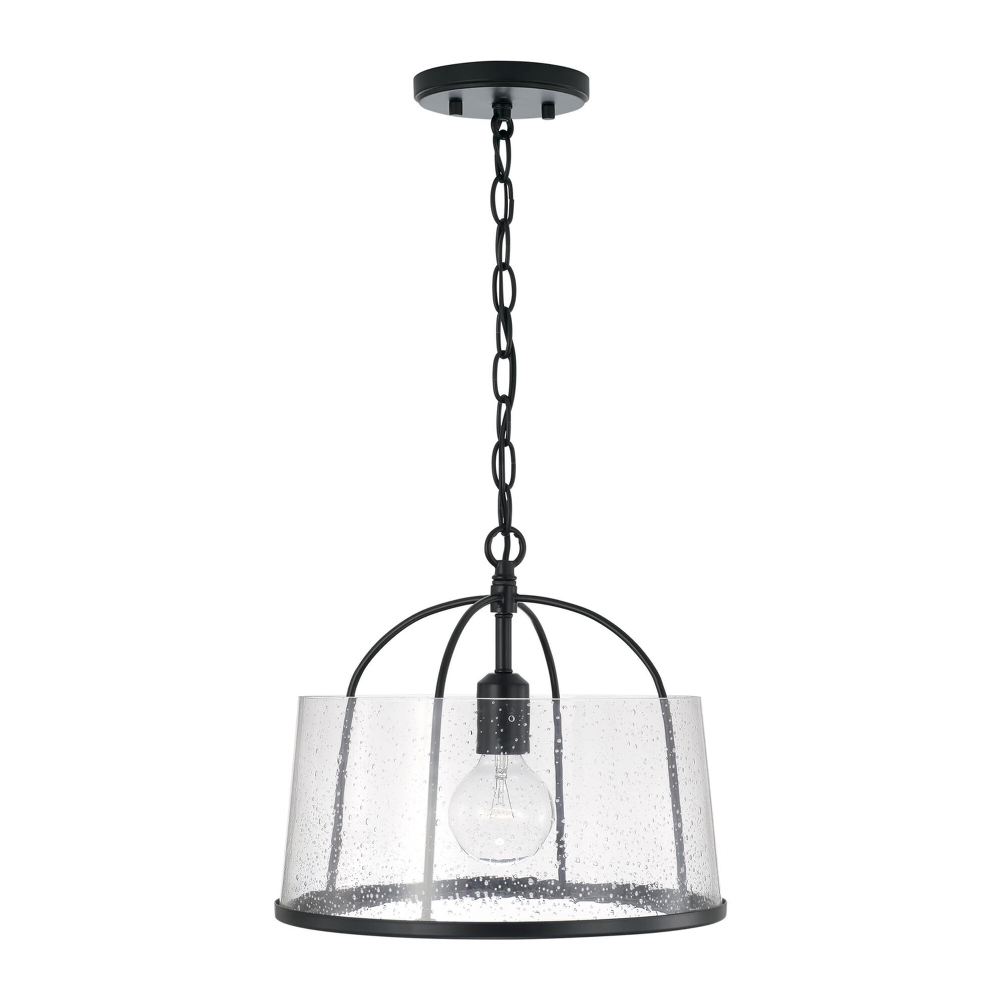 Shown in Matte Black finish and Clear Seeded glass
